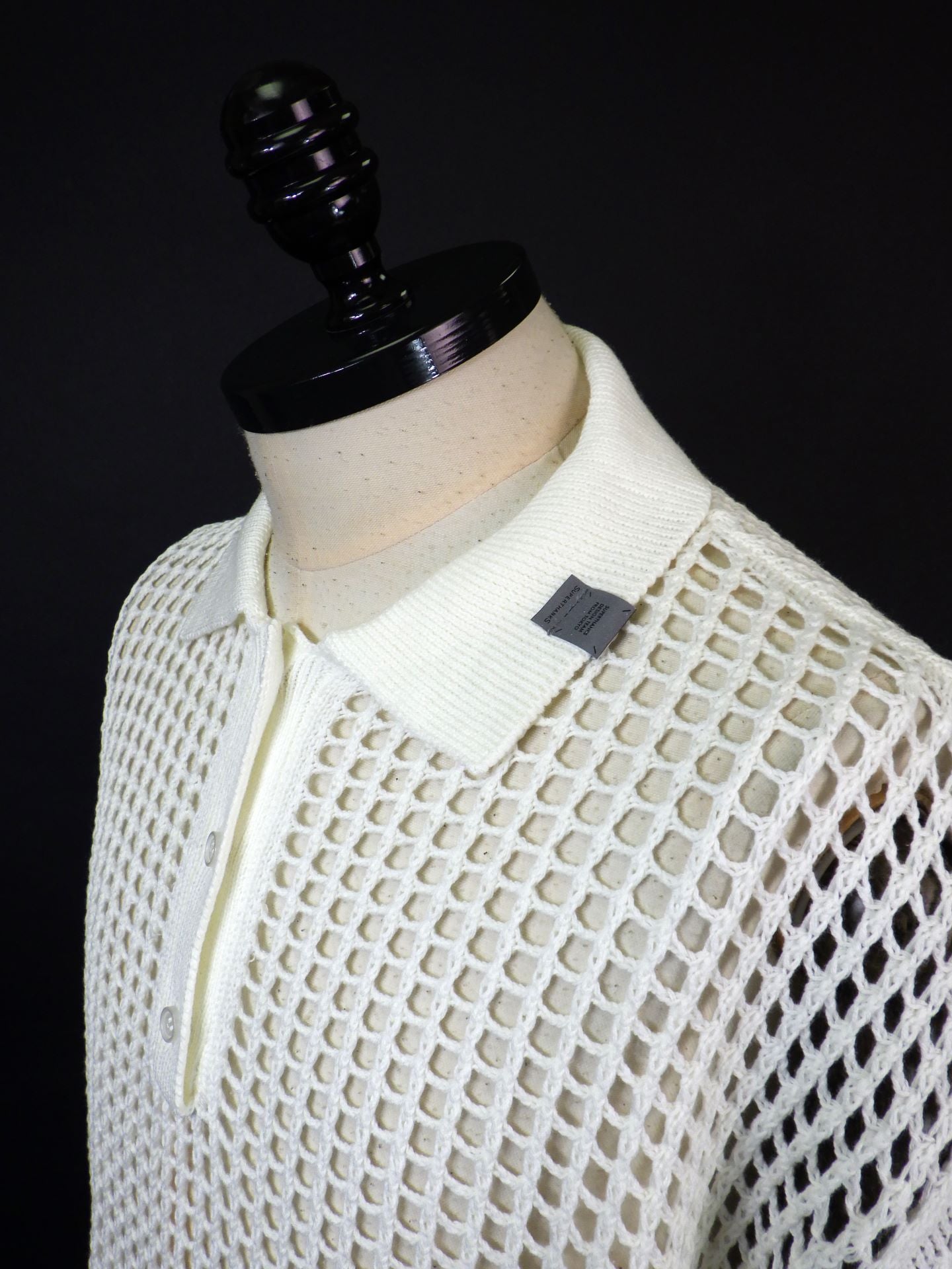 SUPERTHANKS Mesh knit polo shirt ST252KT01-WH