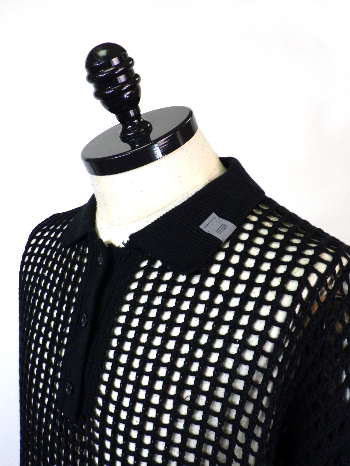 SUPERTHANKS Mesh knit polo shirt ST252KT01-BK