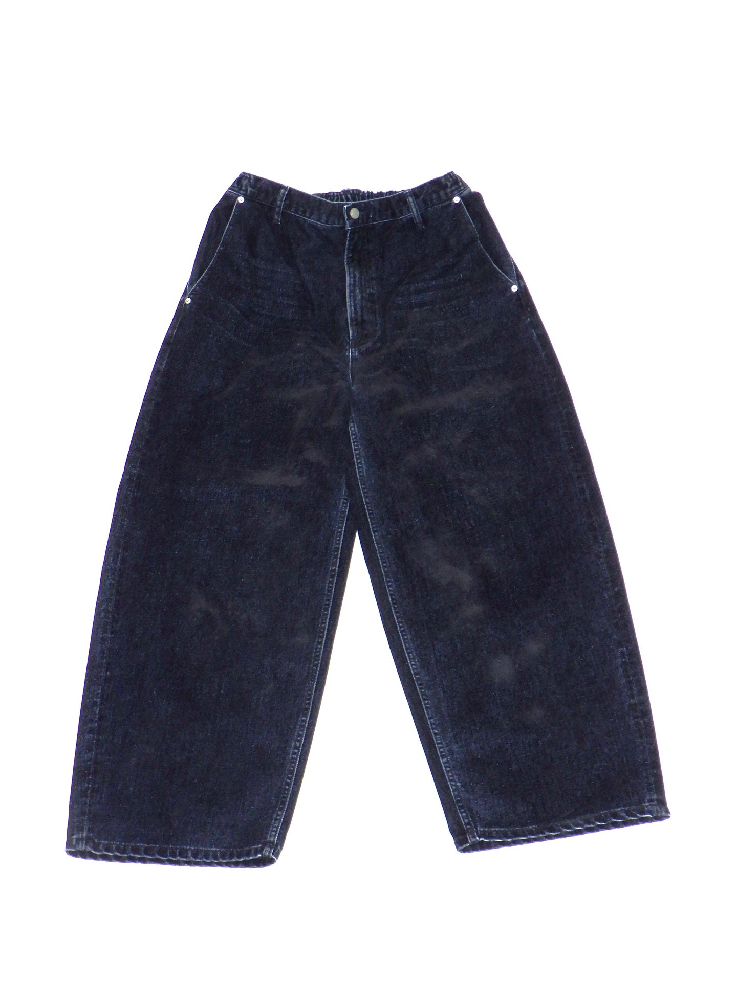 SUPERTHANKS Black flocky denim barrel leg trousers ST263PT01-Biowash-BK