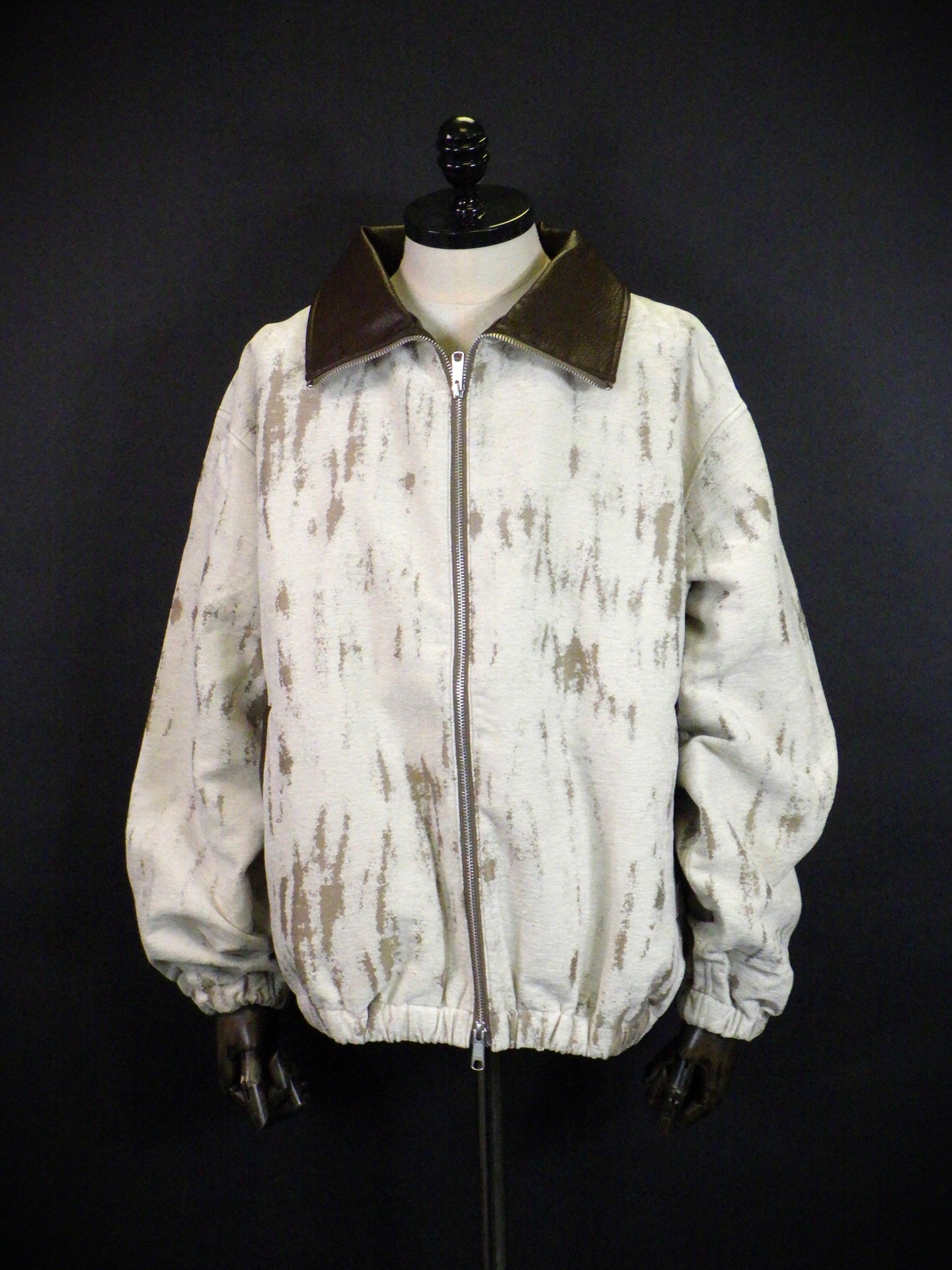 SUPERTHANKS Damage jacquard stand-collar zip blouson ST263JK02-IV/BE