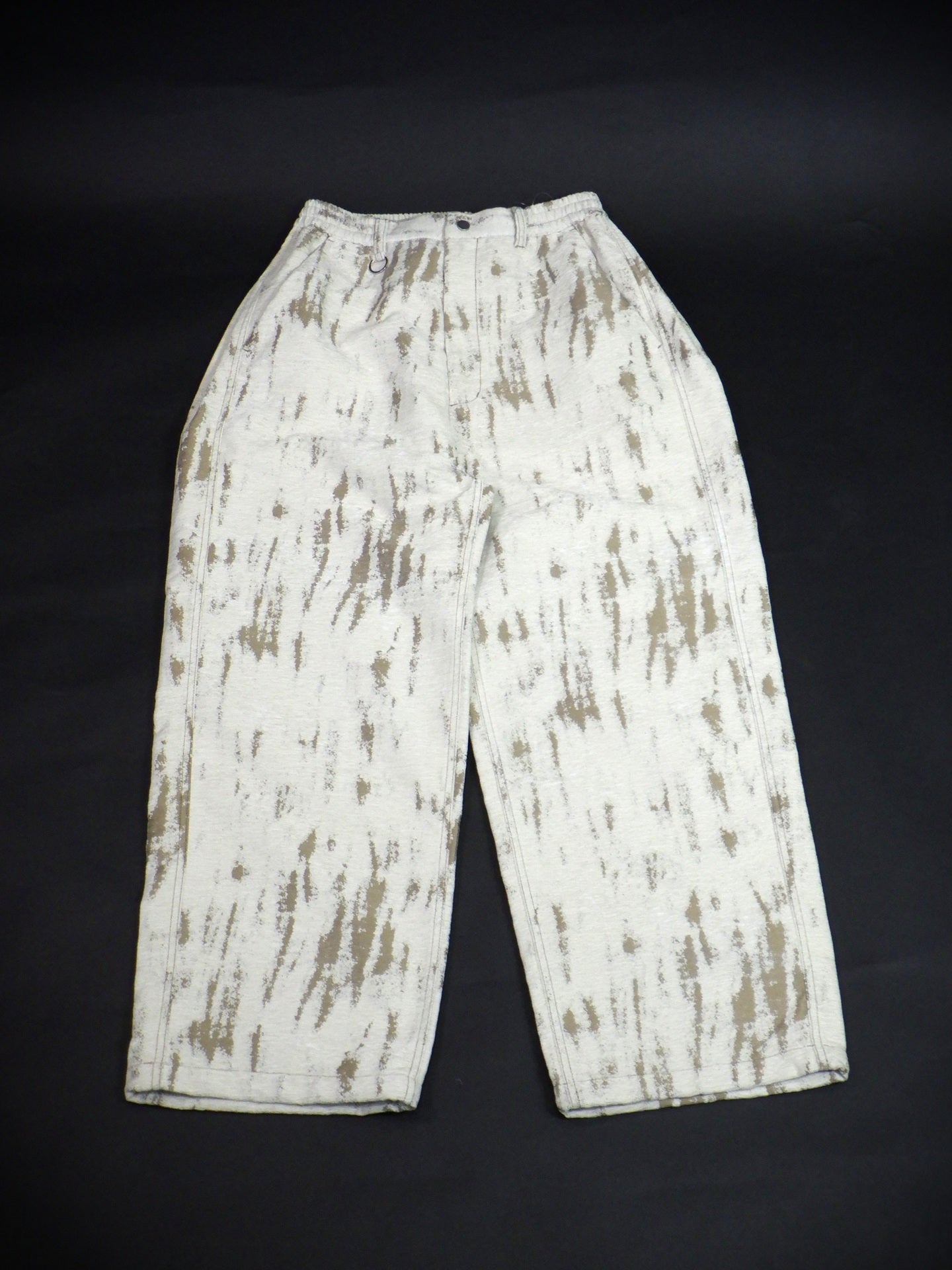 SUPERTHANKS Damage jacquard side-tuck wide trousers ST263PT02-IV/BE
