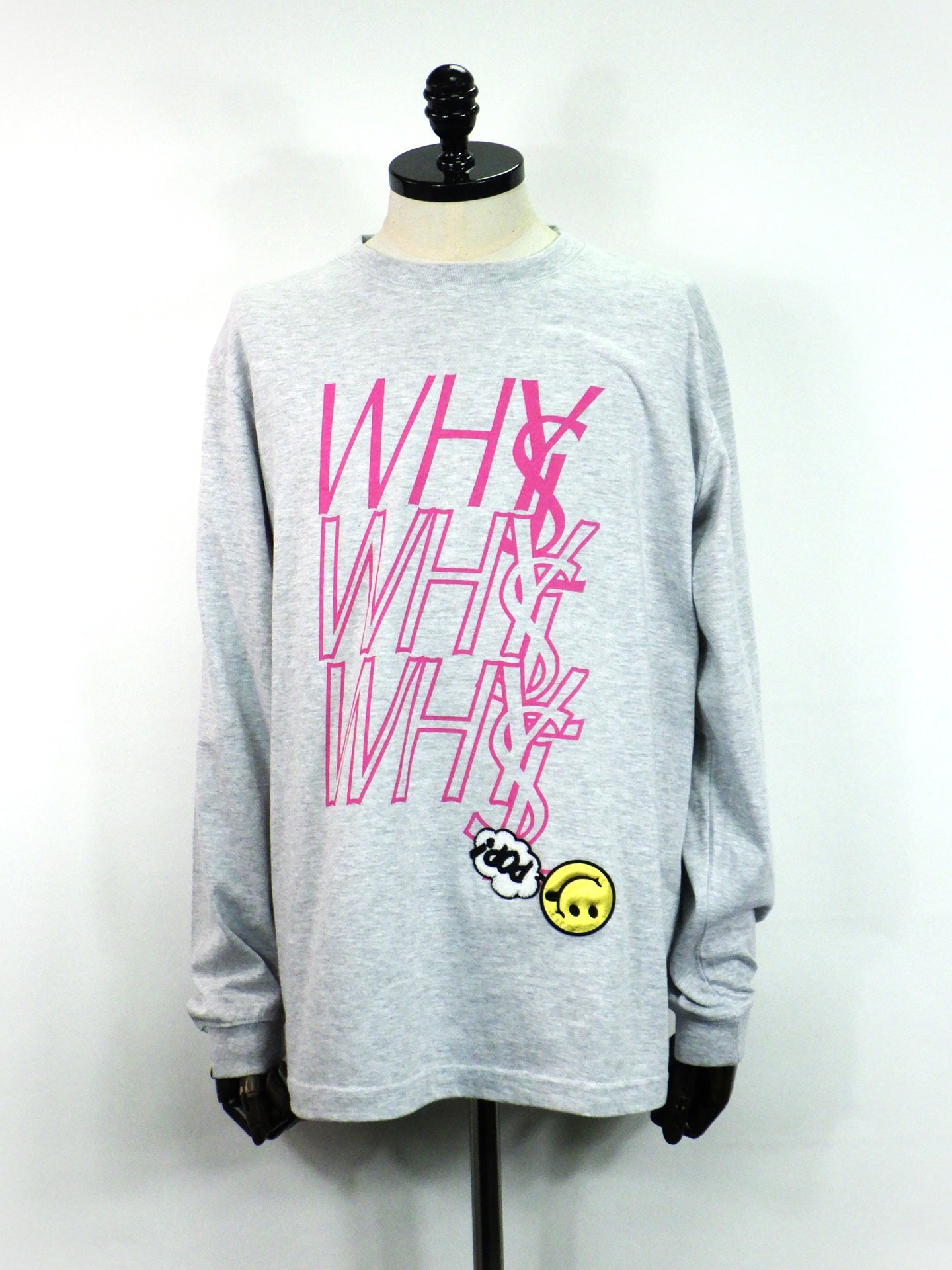 STUD MUFFIN 5.6ozコットン天竺 WHYSL/サガラパッチワーク LS Tシャツ 624-02906-ASH