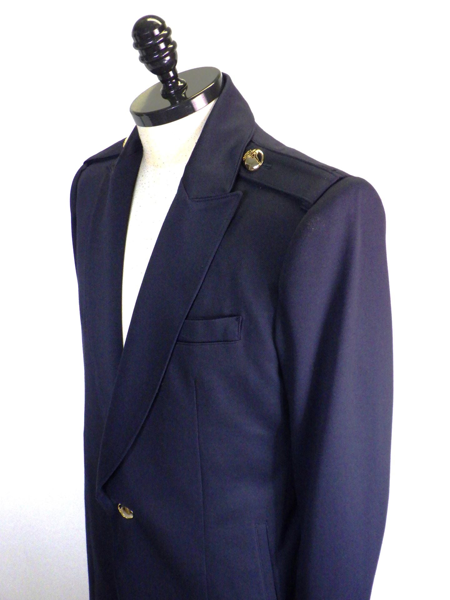 kiryuyrik カルゼジャージーエポレットピークドラペルロングジャケット KU-HJ71-906-NAVY
