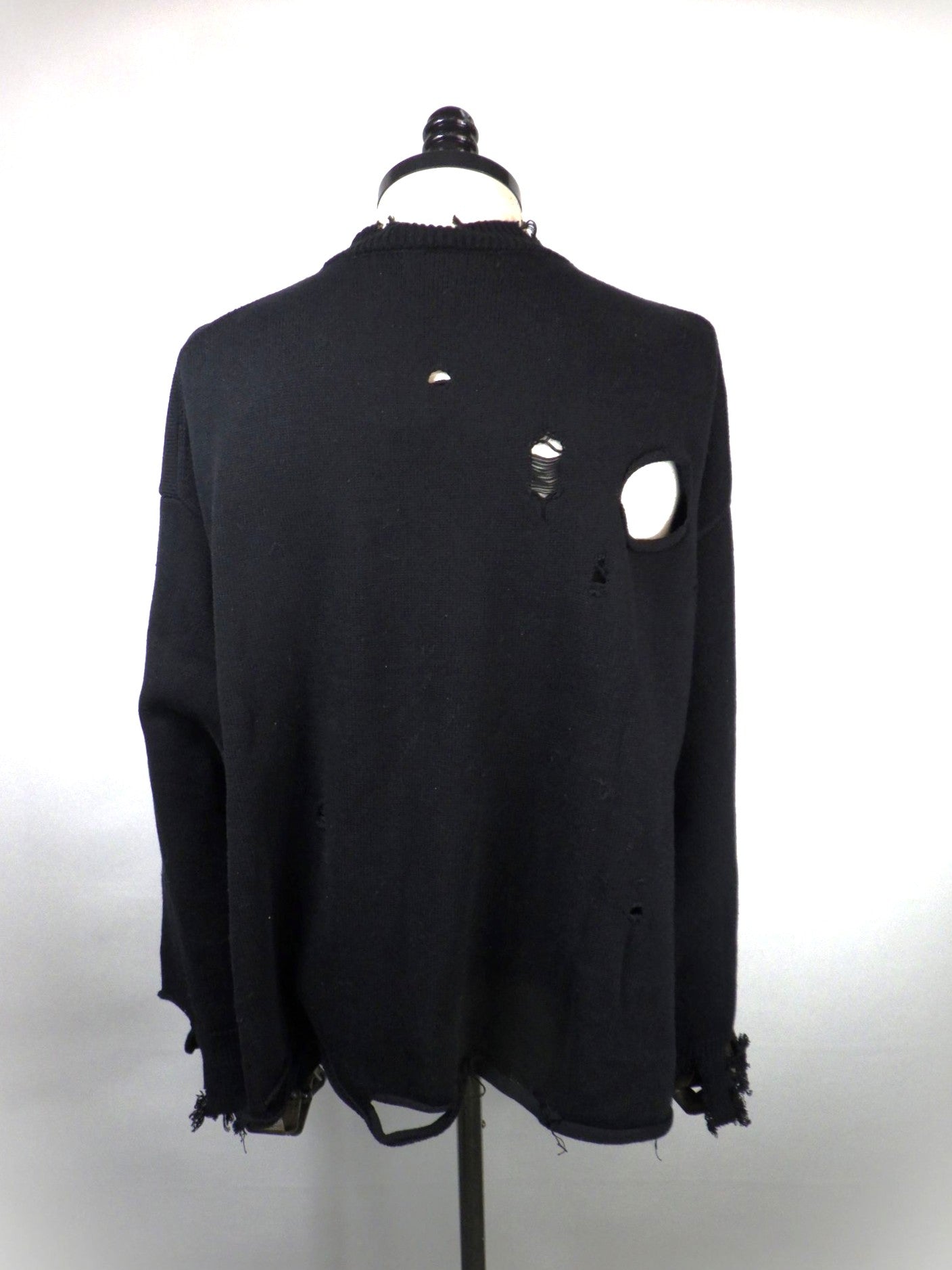 STUD MUFFIN ローゲージコットンヤーン ダメージカーディガン 614-04163-BK