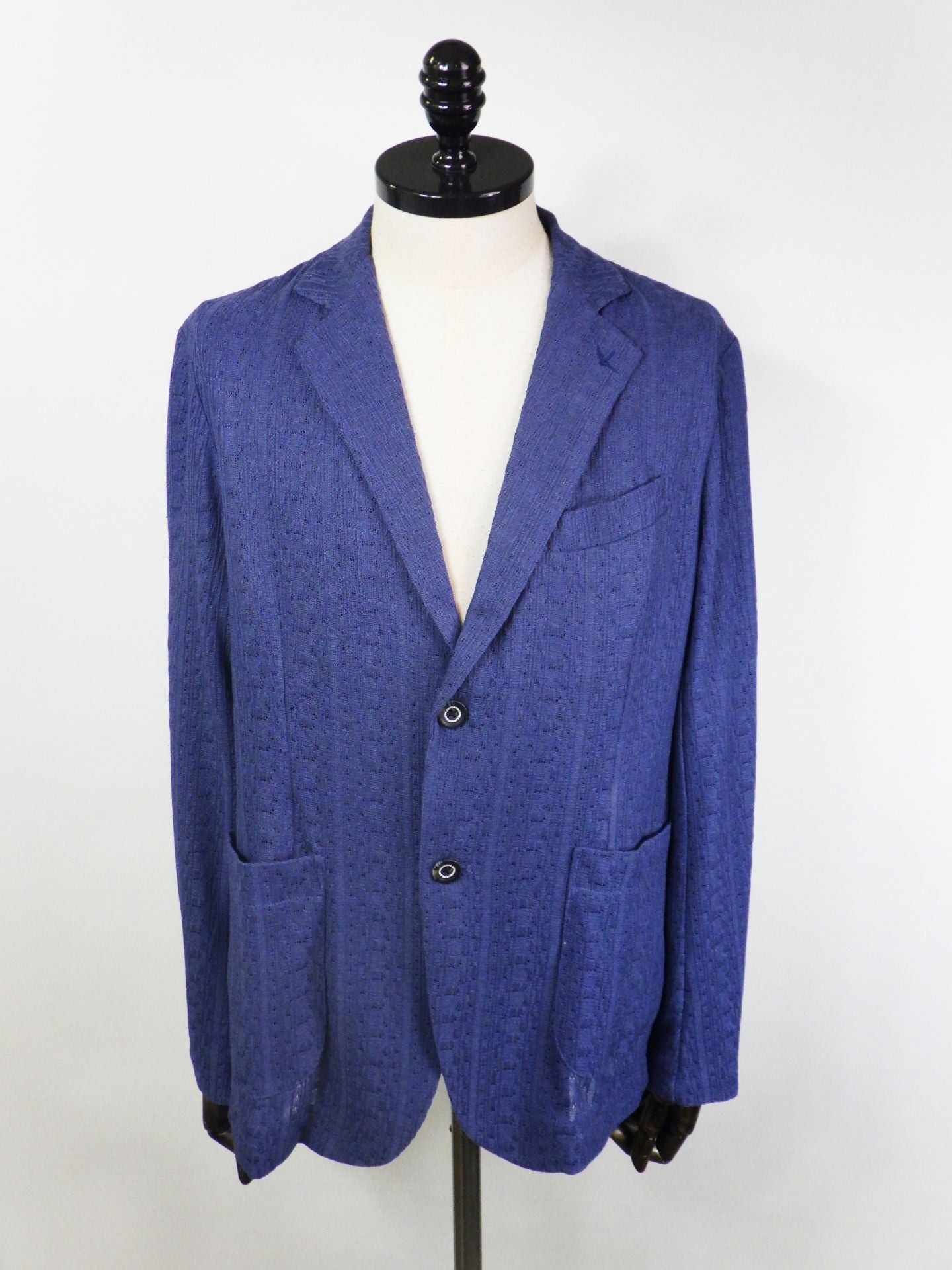 1PIU1UGUALE3 RELAX リネンブレンドジャガードジャケット USO-26025-BL