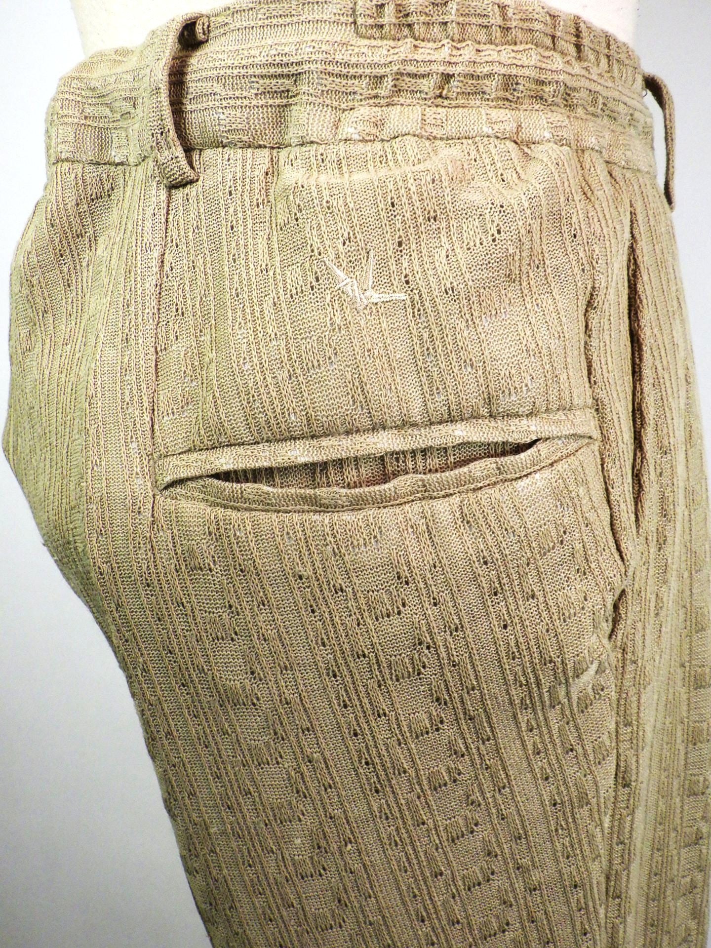 1PIU1UGUALE3 RELAX リネンブレンドジャガードスラックス USB-26025-BEG