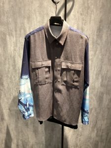 [ 1F ] N’enuphar piping bowling shirt