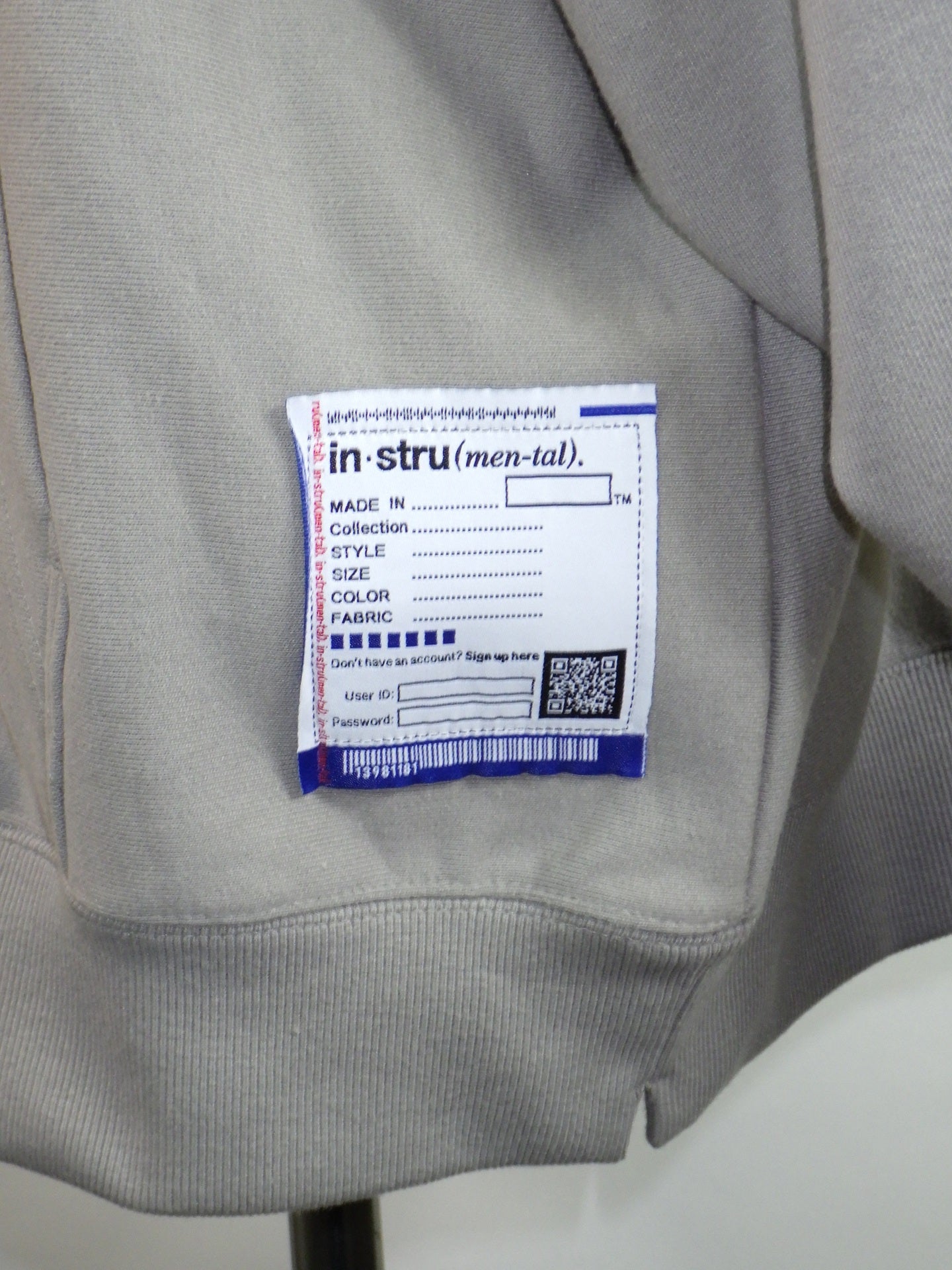 in・stru(men-tal).　HEAVY WEIGHT FRENCH TERRY HOODIE　I17HD532-LT.GY