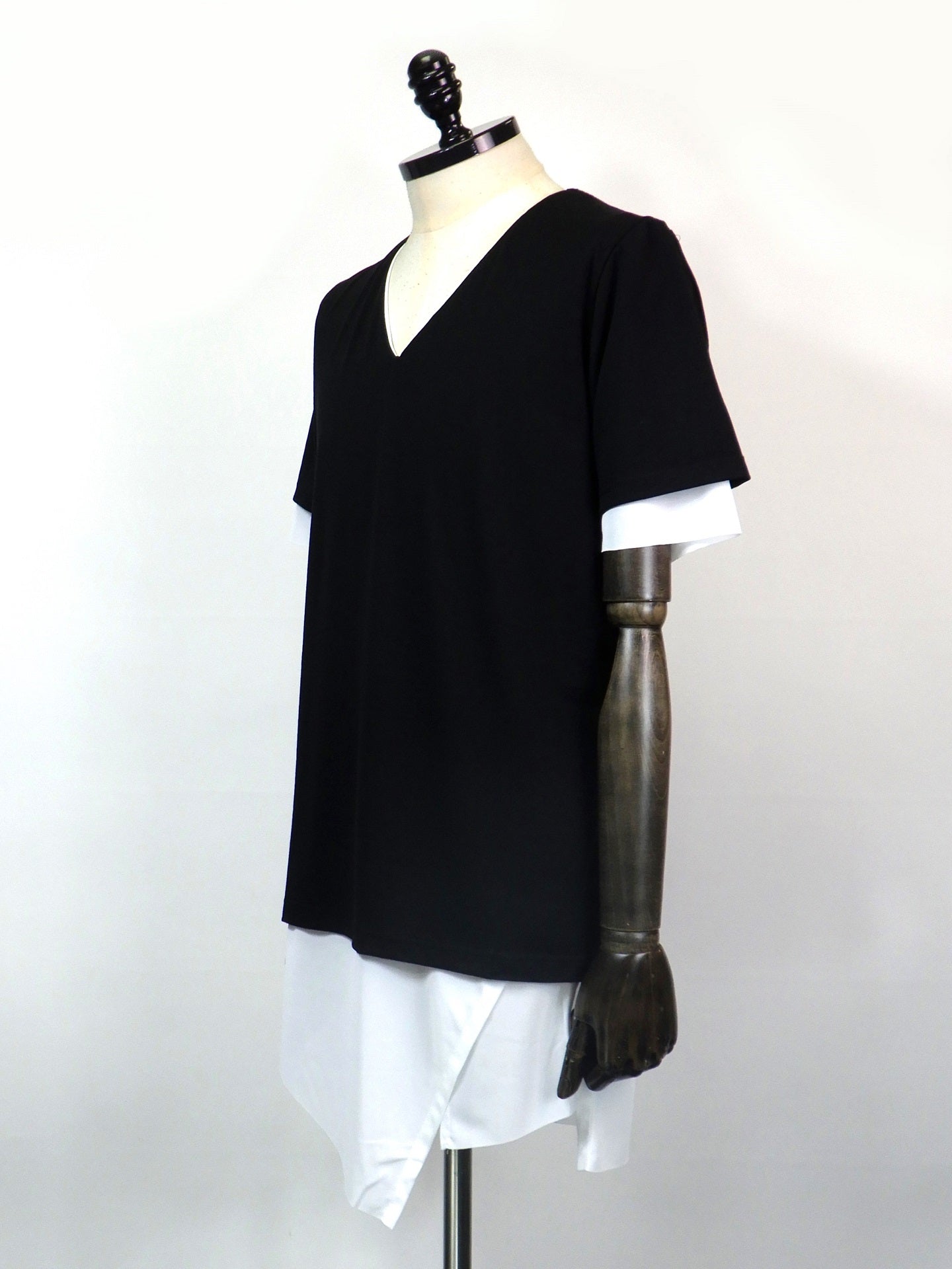 kiryuyrik　スリットヘムレイヤードTシャツ　KT-HT12-055-BK+WH