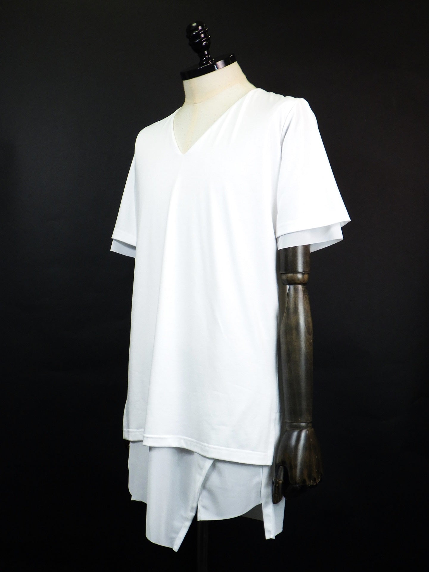 kiryuyrik　スリットヘムレイヤードTシャツ　KT-HT12-055-WH+WH