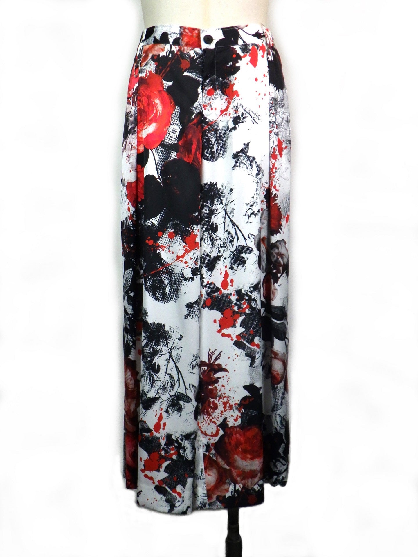 kiryuyrik　スプラッシュフローラサテンスリットワイドタックスラックス　KT-HP41-900-WH&RED