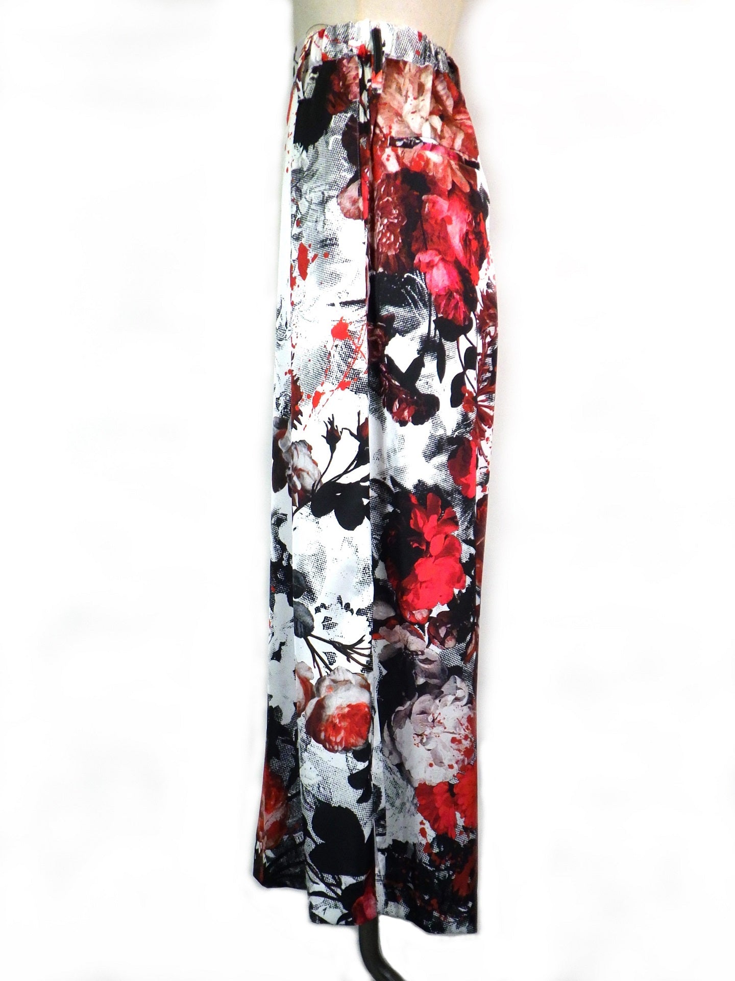 kiryuyrik　スプラッシュフローラサテンスリットワイドタックスラックス　KT-HP41-900-WH&RED