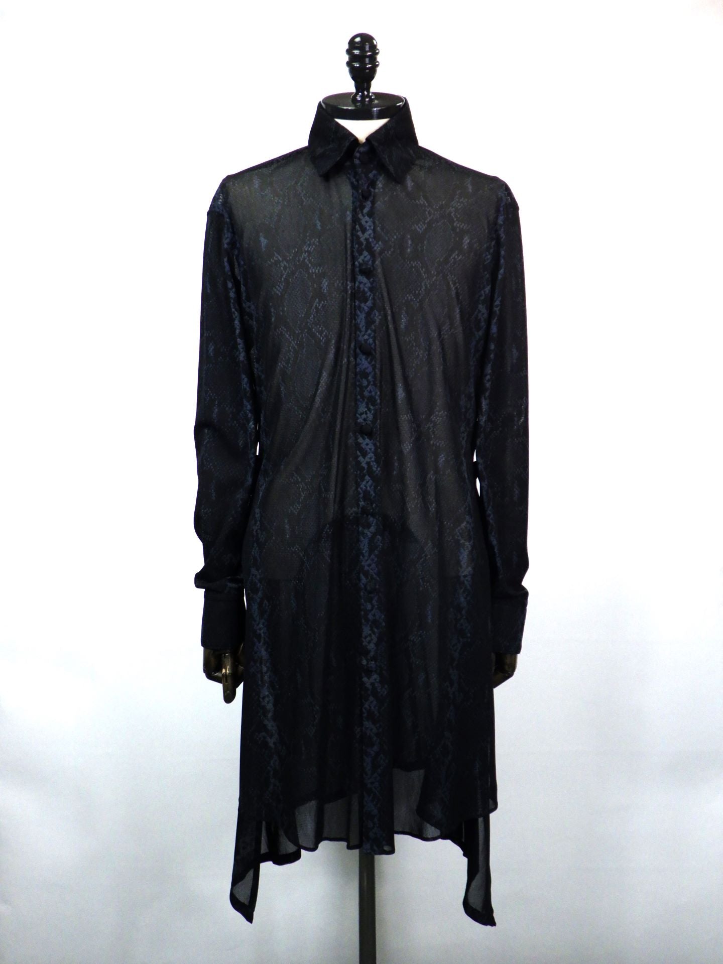 kiryuyrik　パイソンメッシュフレアシャツ　KT-HB14-950-BK