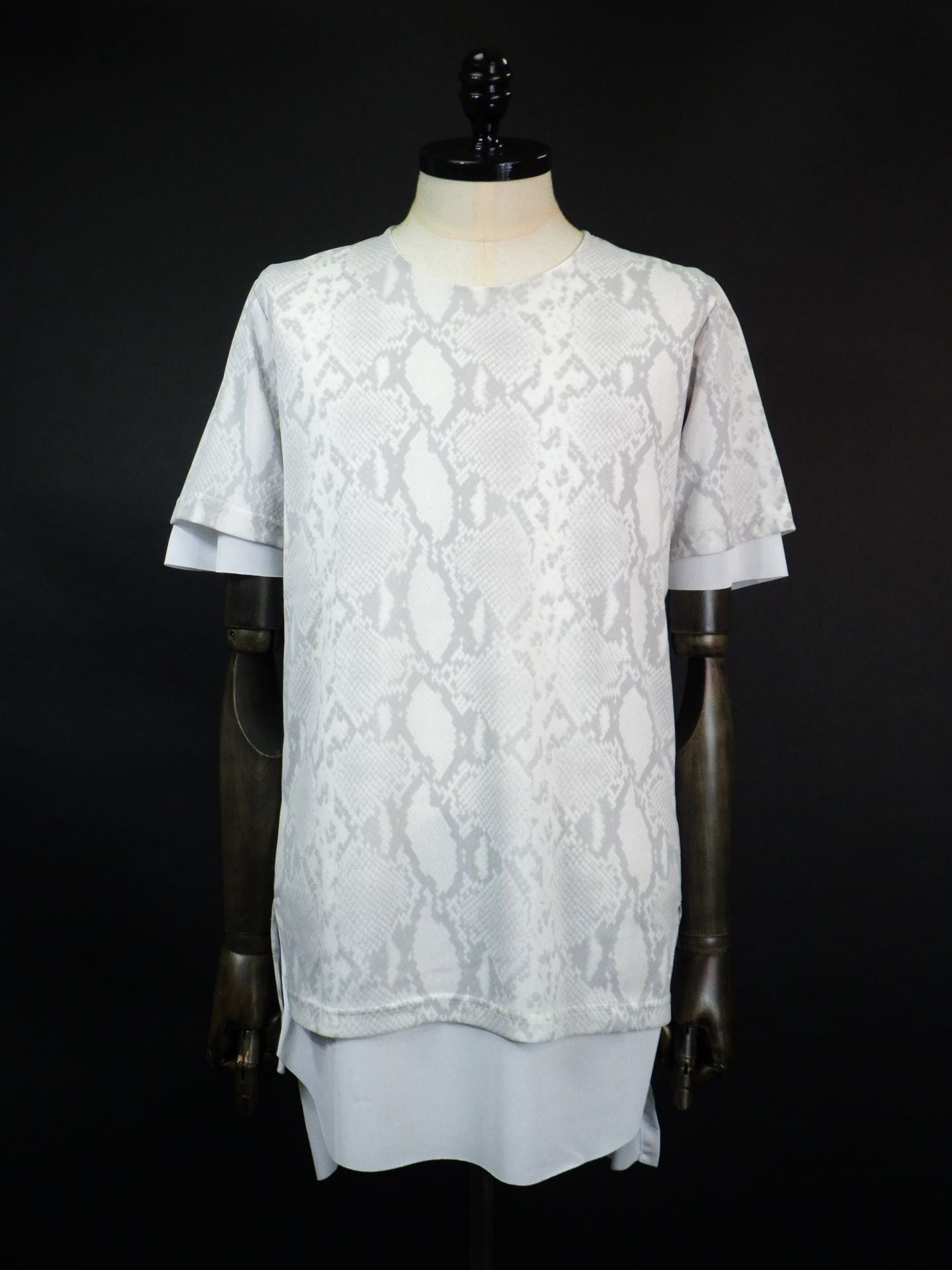 kiryuyrik　パイソンメッシュクルーネックレイヤードTシャツ　KT-HT15-955-GRY