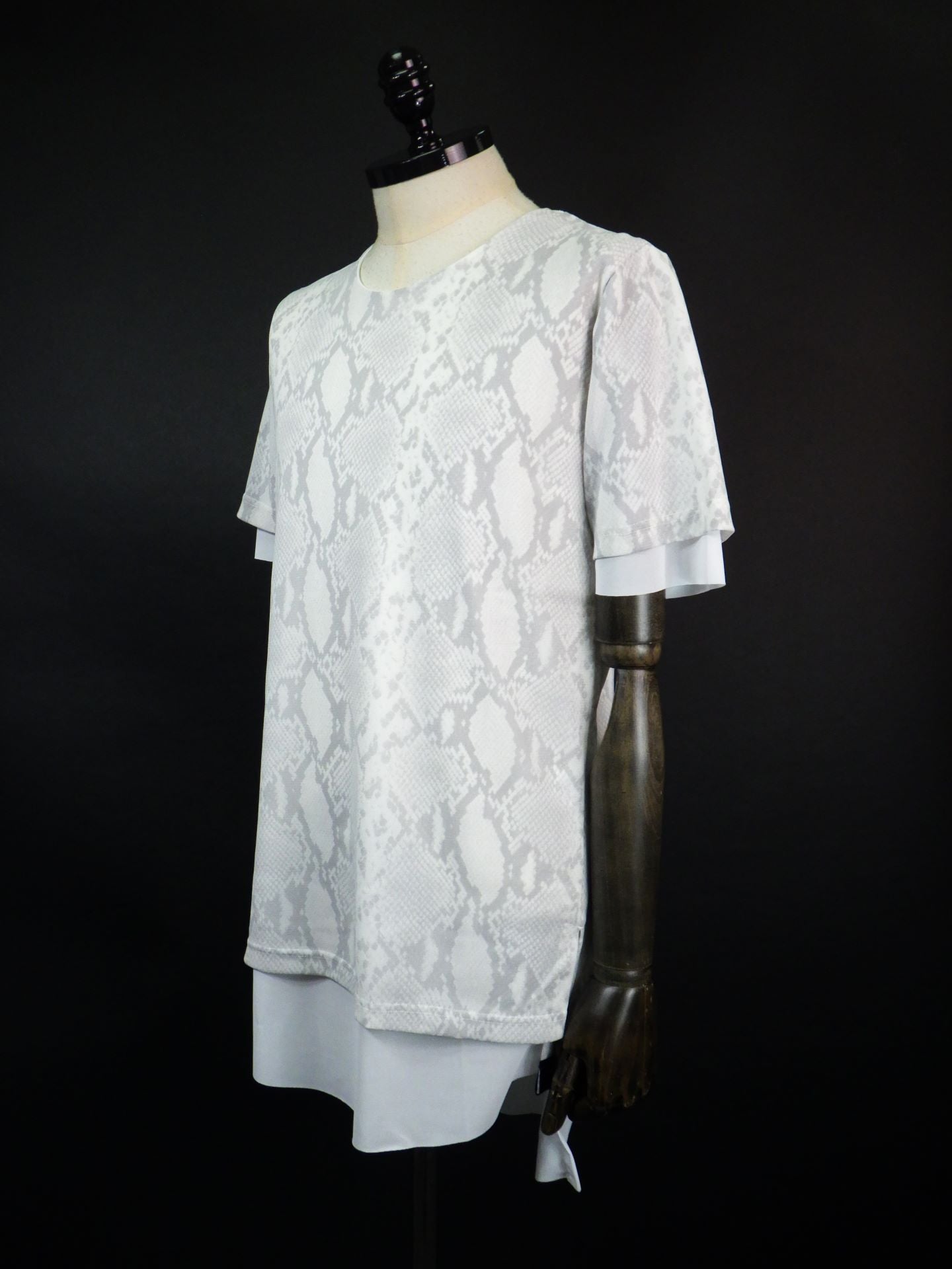 kiryuyrik　パイソンメッシュクルーネックレイヤードTシャツ　KT-HT15-955-GRY