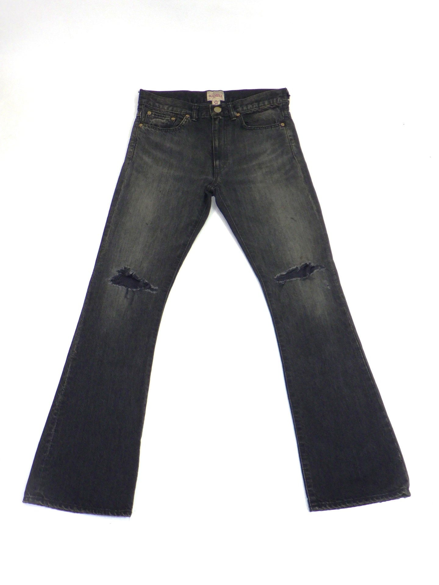 KAMIYA　Distressed Slim Bootcut Jeans　G17PT063-BK