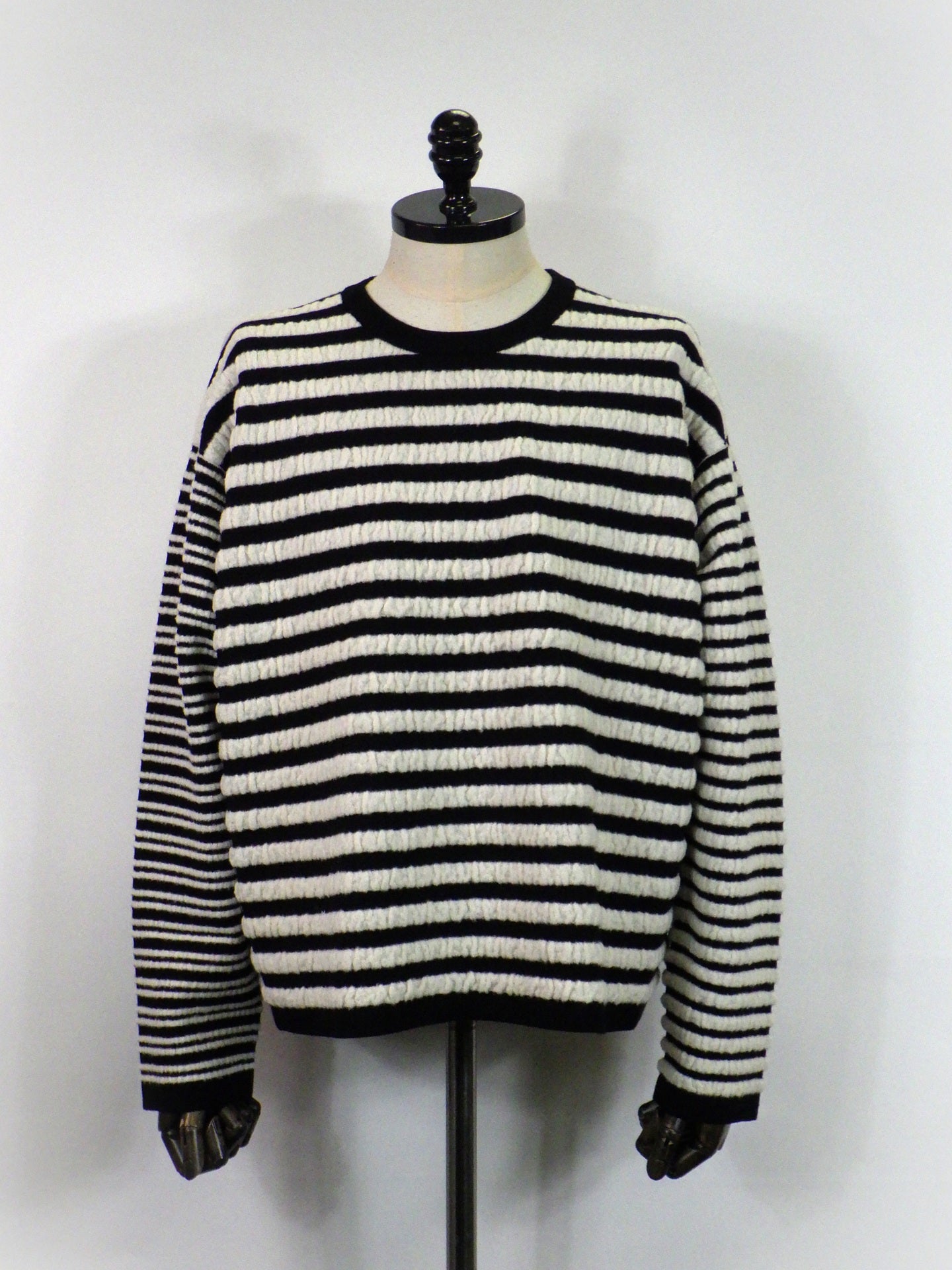 KAMIYA　Horizontal Multi Stripe Bouclé Knit　 G17PO081-BK