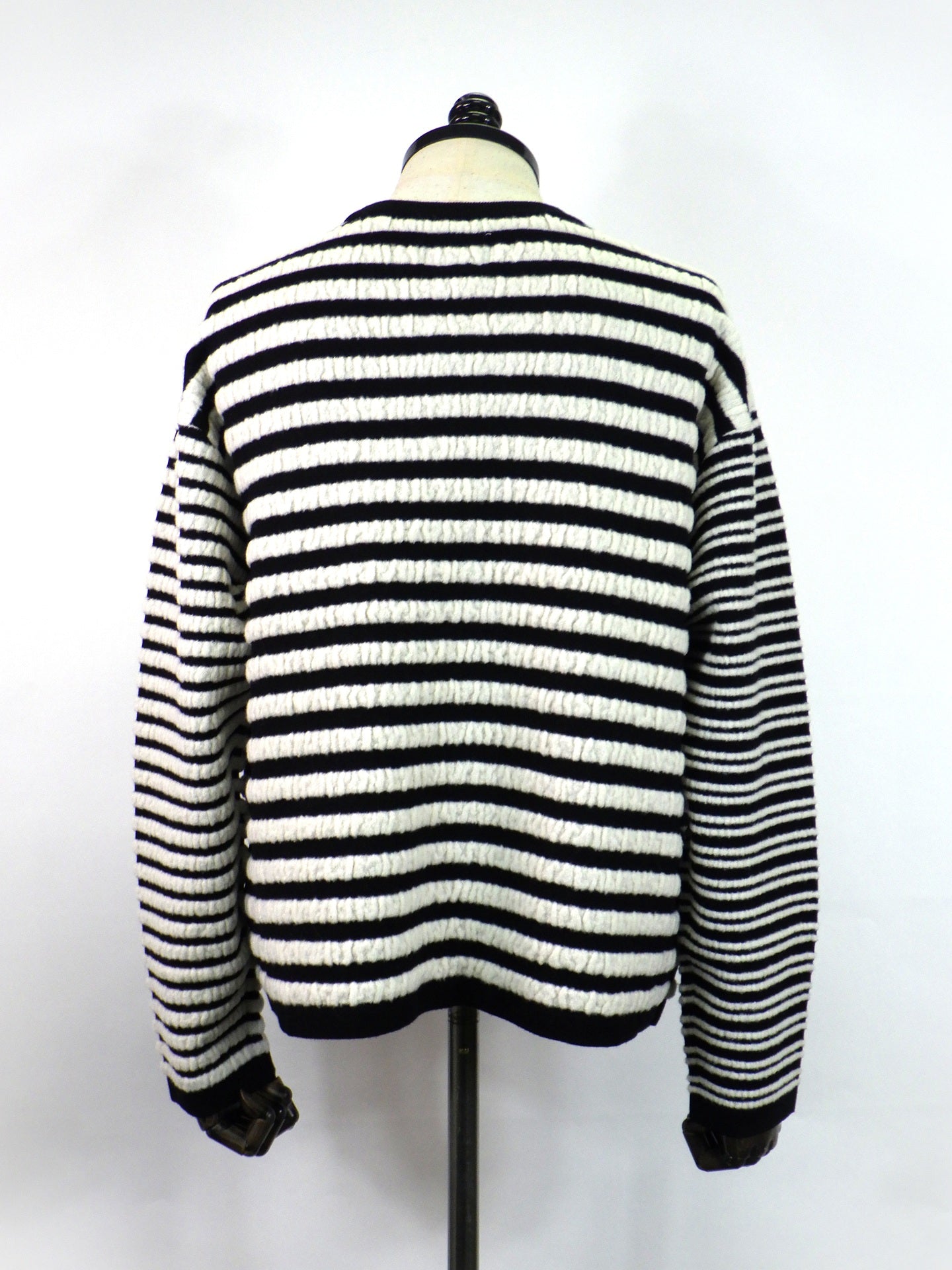 KAMIYA　Horizontal Multi Stripe Bouclé Knit　 G17PO081-BK