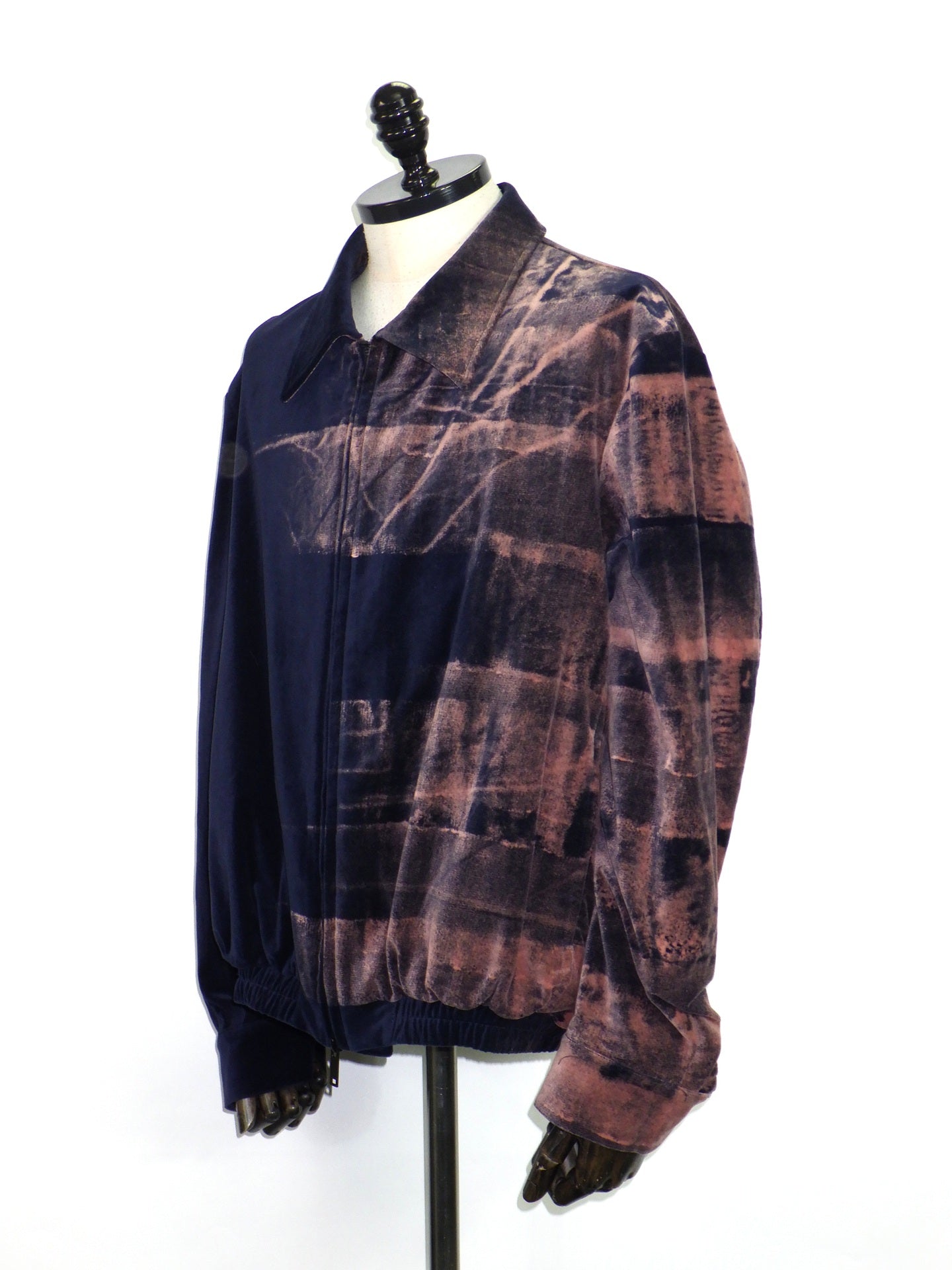 TAAKK　HAND-BLEACHED VELVET ZIP BLOUSON　TA26AW-BL059-NAVY