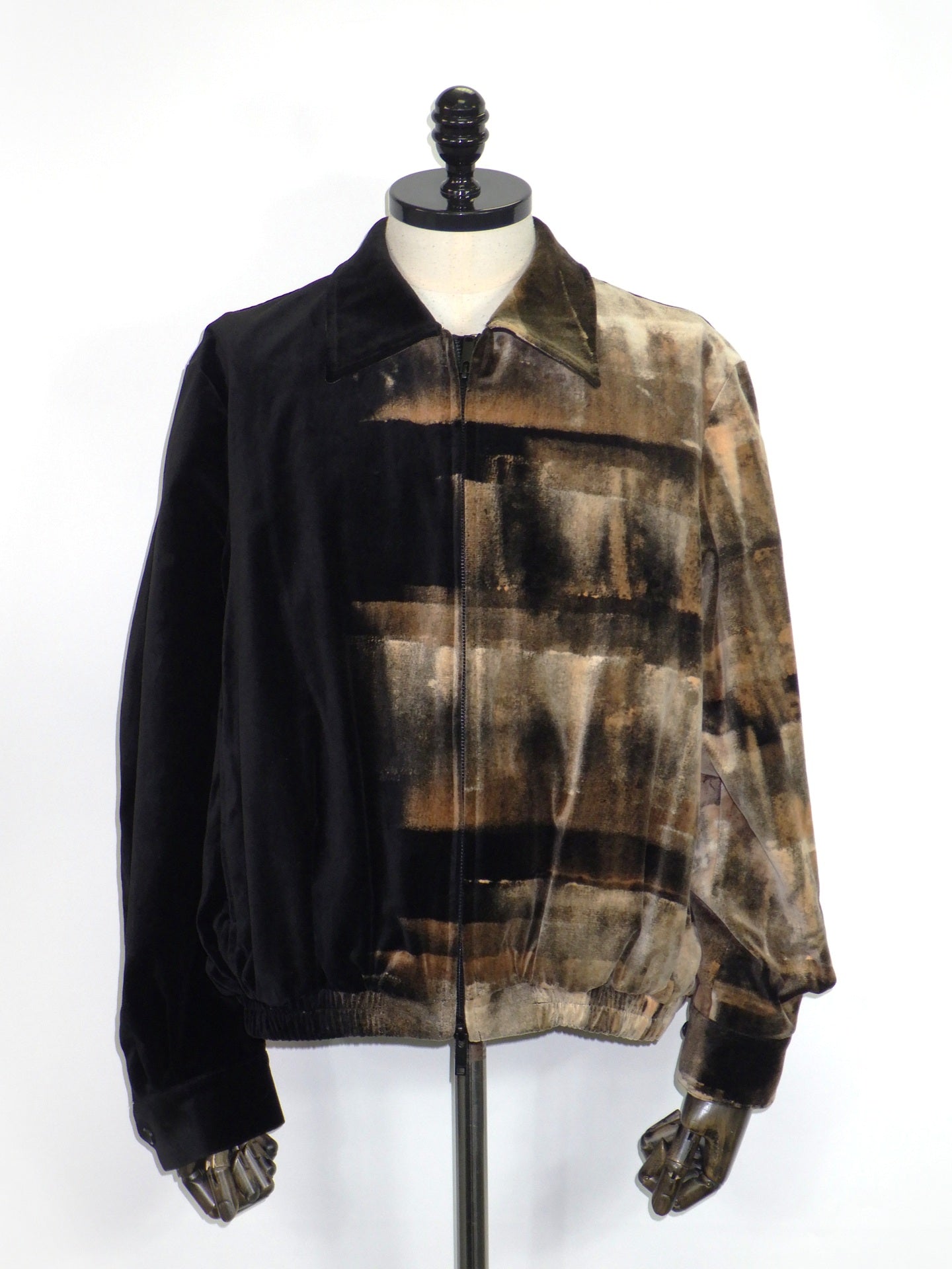 TAAKK　HAND-BLEACHED VELVET ZIP BLOUSON　TA26AW-BL059-BK