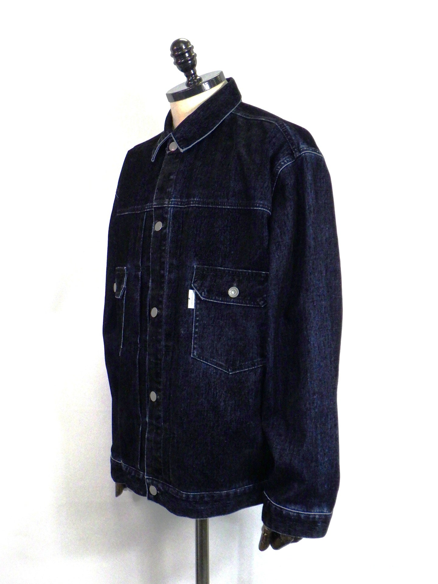 SUPERTHANKS　Black flocky denim type2-jacket　ST263JK01-Biowash-BK