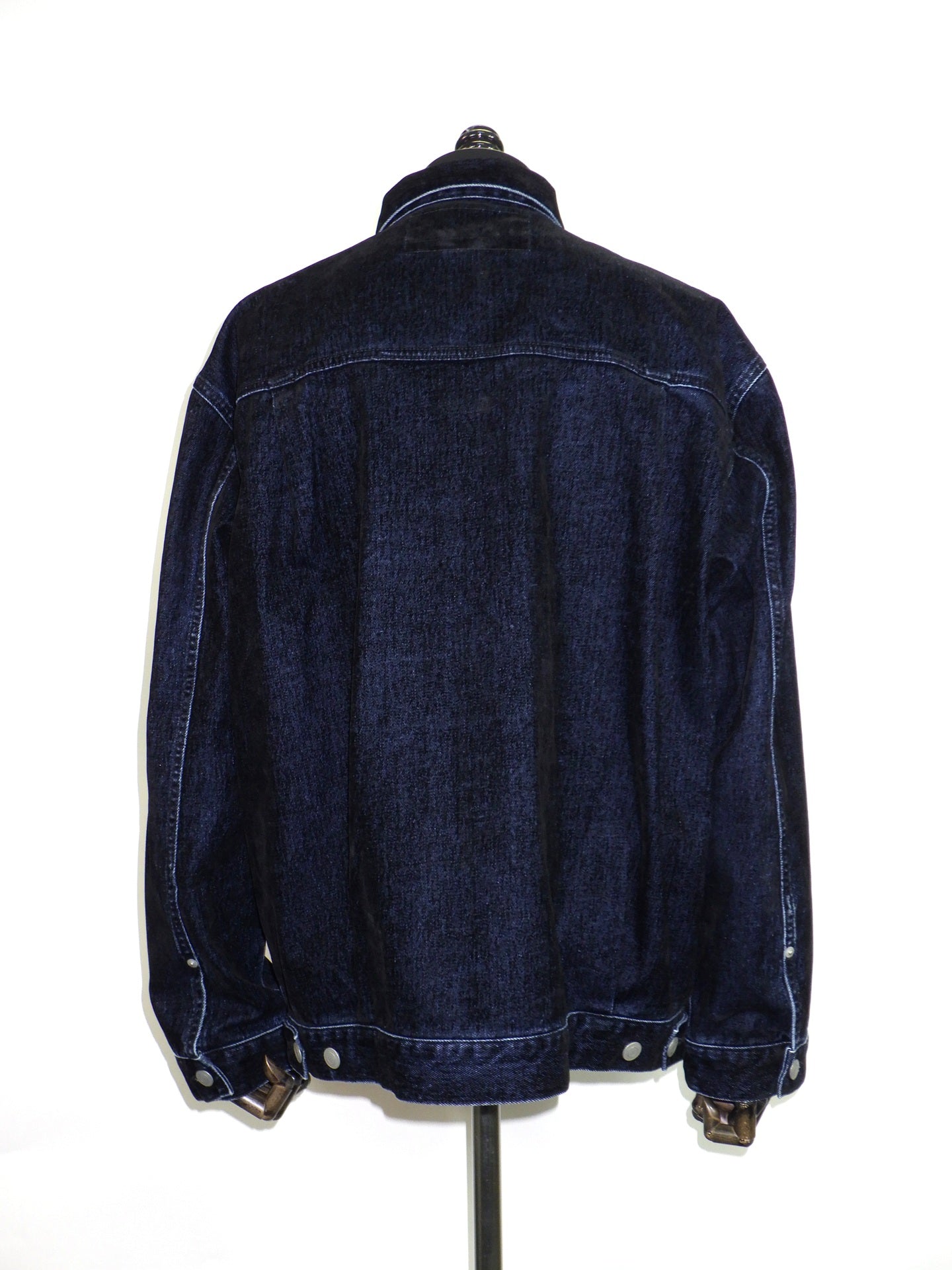 SUPERTHANKS　Black flocky denim type2-jacket　ST263JK01-Biowash-BK