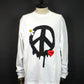 STUD MUFFIN　5.6ozコットン天竺 ドリップピースフォームプリント/パッチワーク LS Tシャツ　624-02900-WH