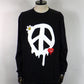 STUD MUFFIN　5.6ozコットン天竺 ドリップピースフォームプリント/パッチワーク LS Tシャツ　624-02900-BK