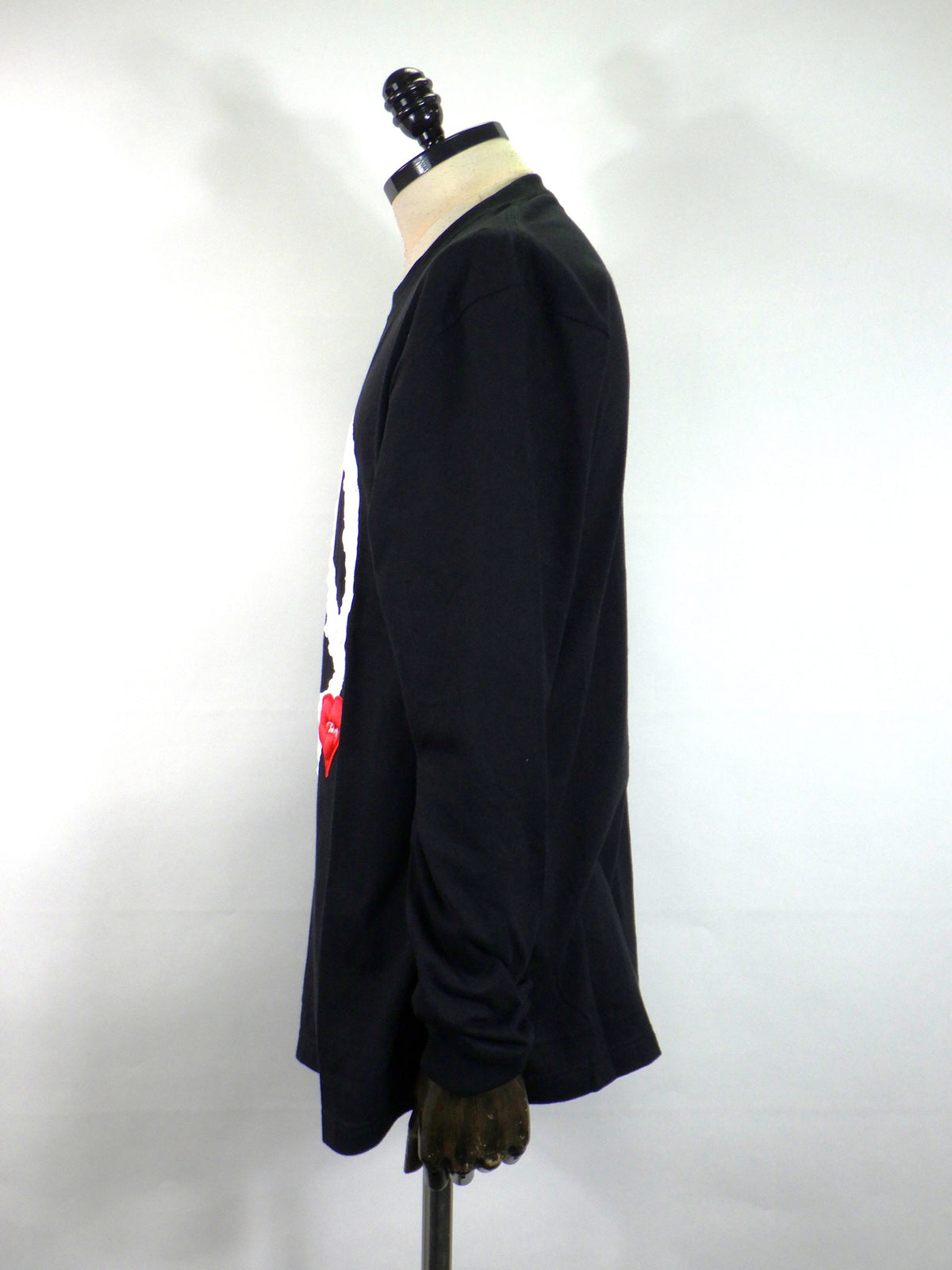 STUD MUFFIN　5.6ozコットン天竺 ドリップピースフォームプリント/パッチワーク LS Tシャツ　624-02900-BK