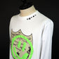 STUD MUFFIN　コットン天竺 ラベルスマイル発泡プリントLS Tシャツ　524-02819-WH