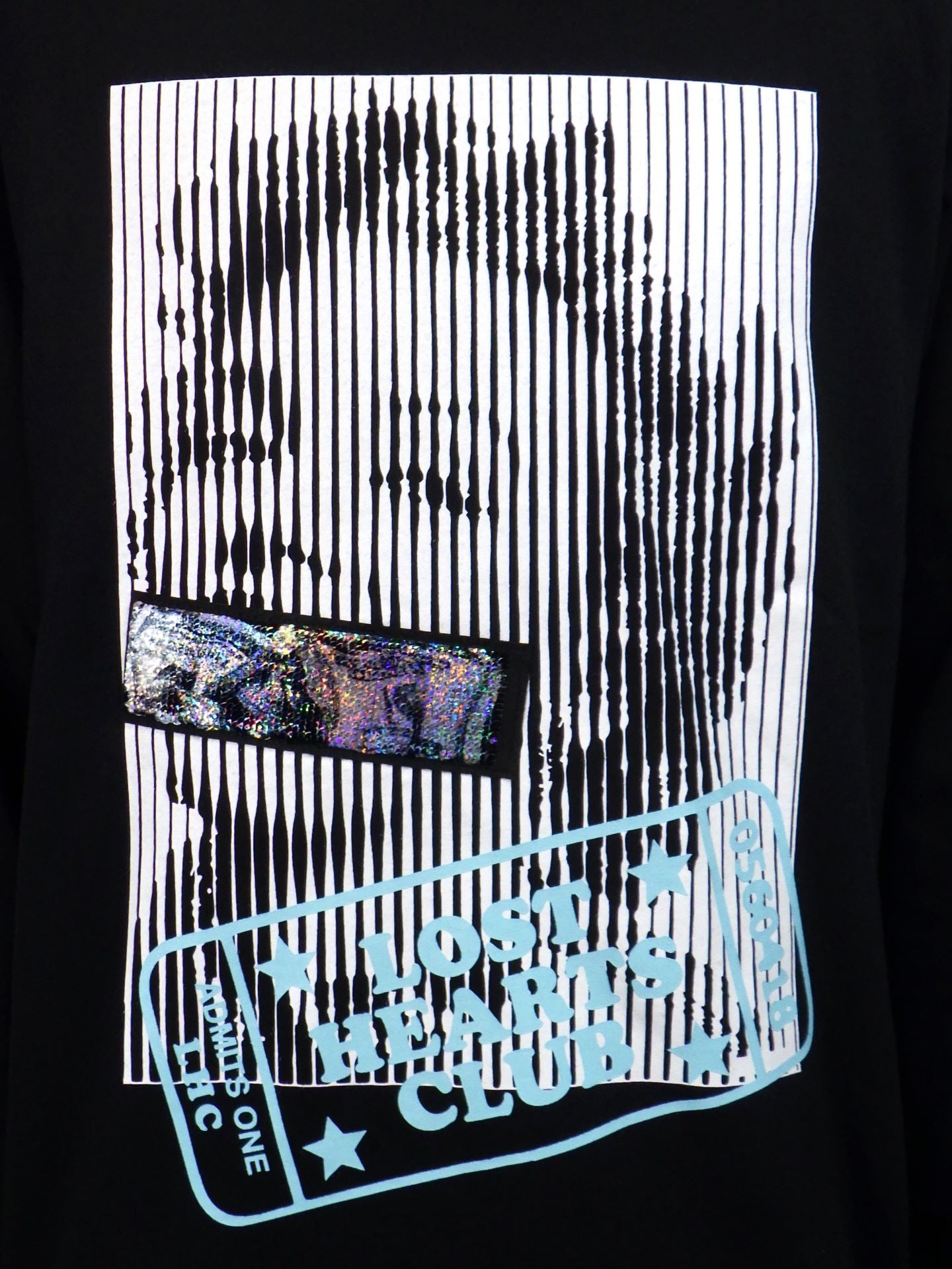 STUD MUFFIN　コットン天竺 LOST HEARTS シークインLS Tシャツ　524-02815-BK