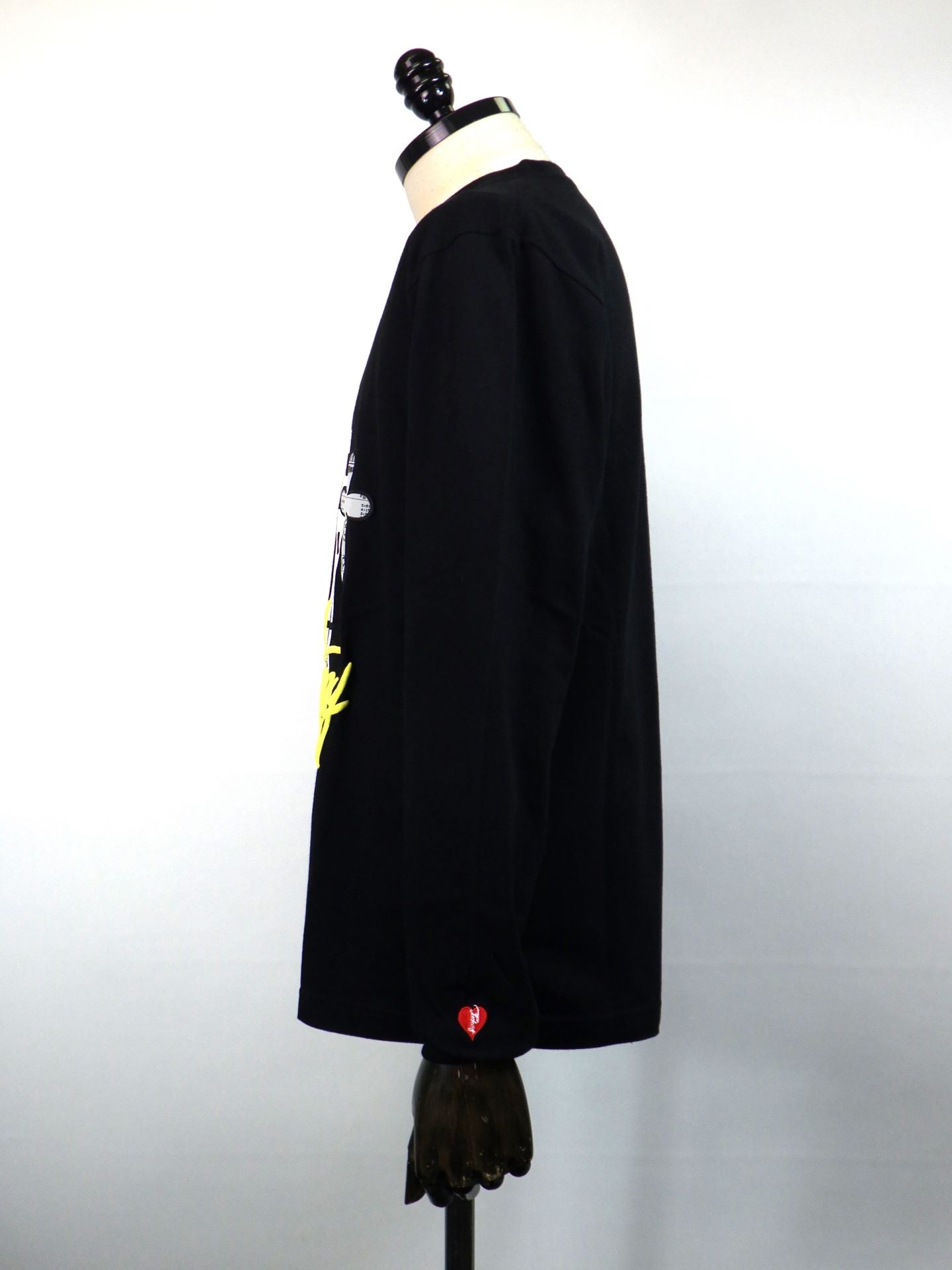 STUD MUFFIN　コットン天竺 PEACE AFTER DEATH&クロスパッチワーク LS Tシャツ　524-02820-BK