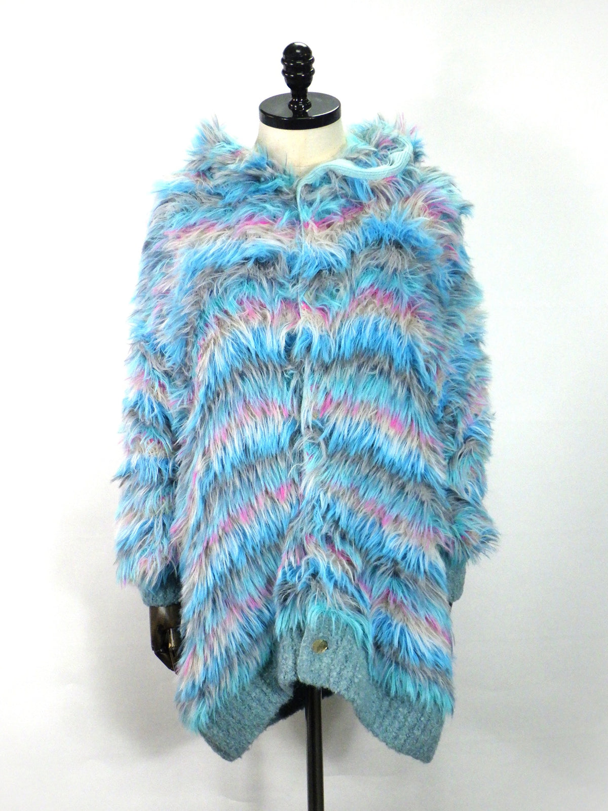 amok　MULTI BORDER HOODIE KNIT　262032-BLUE