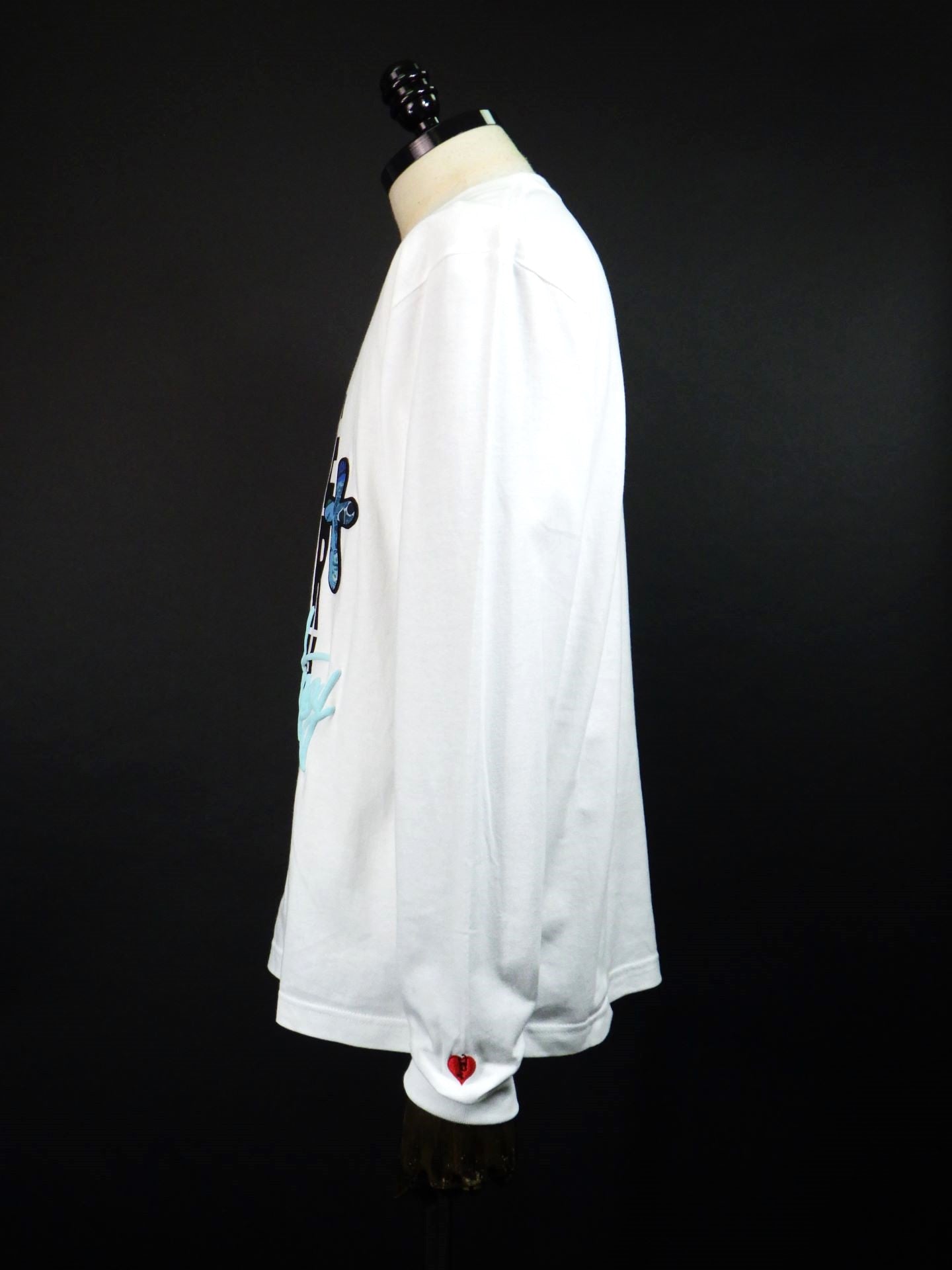 STUD MUFFIN　コットン天竺 PEACE AFTER DEATH&クロスパッチワーク LS Tシャツ　524-02820-WH