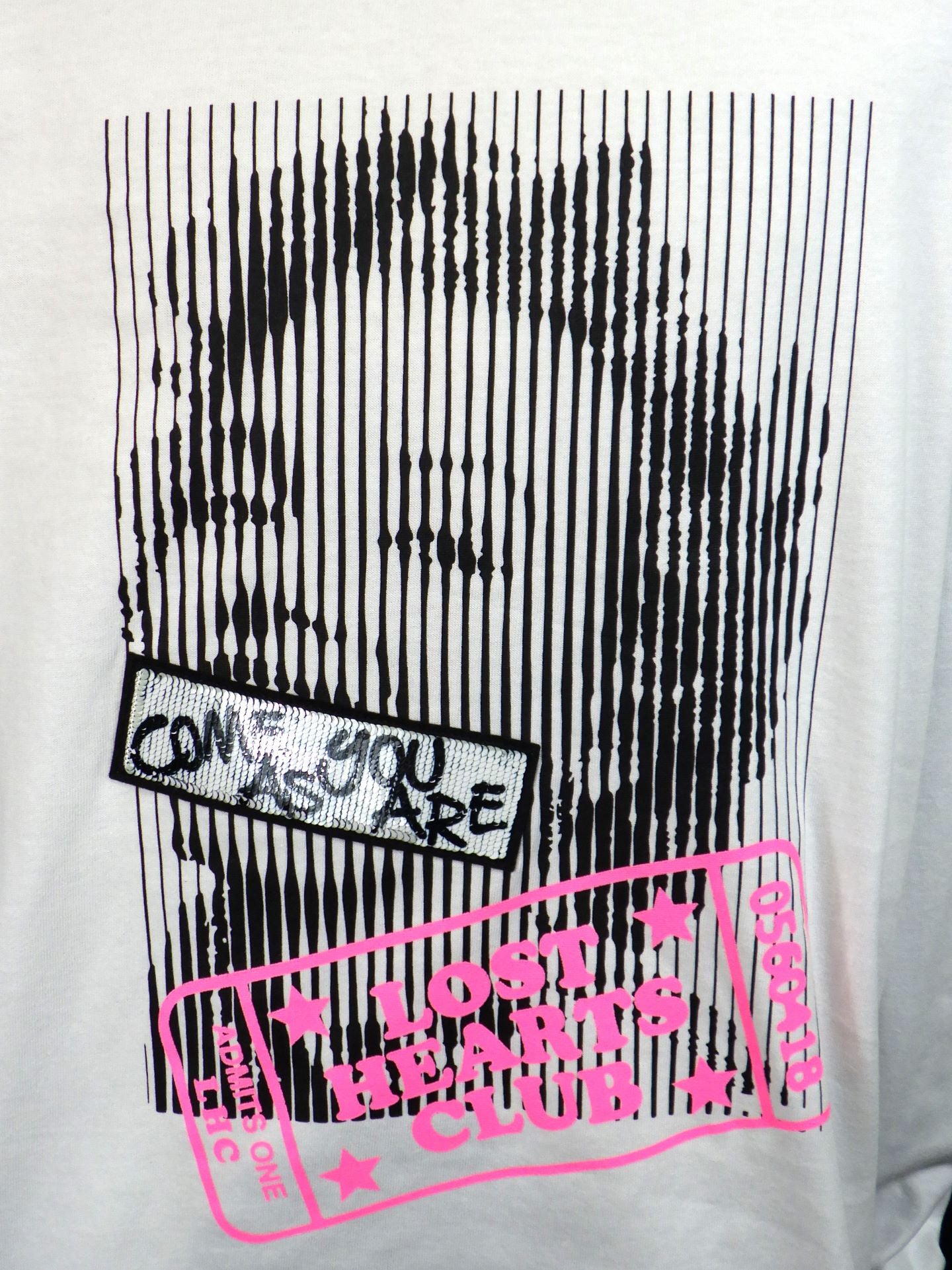 STUD MUFFIN　コットン天竺 LOST HEARTS シークインLS Tシャツ　524-02815-WH