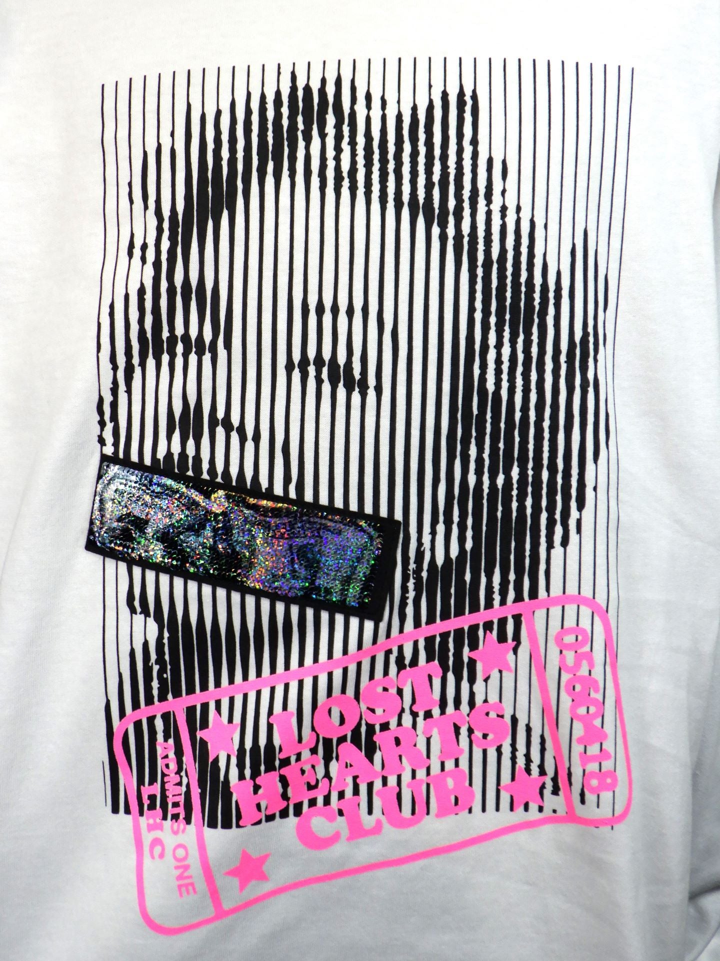 STUD MUFFIN　コットン天竺 LOST HEARTS シークインLS Tシャツ　524-02815-WH