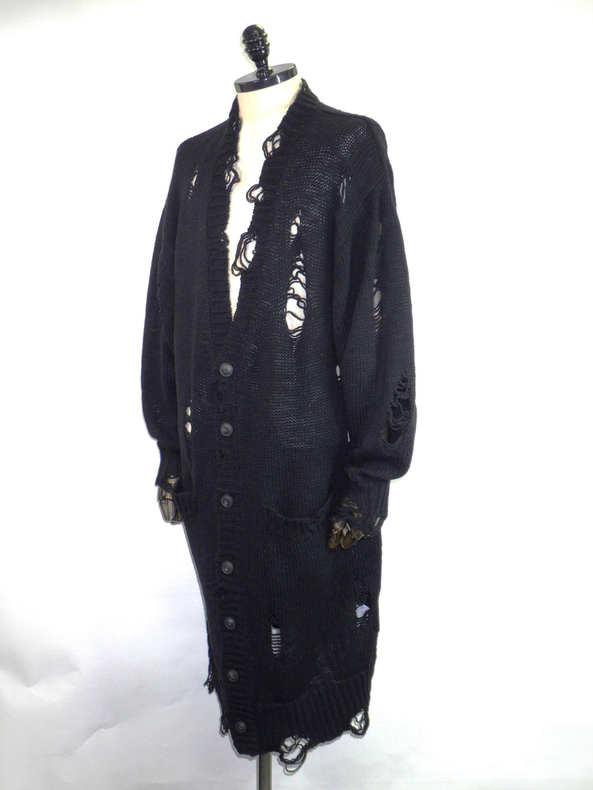 KAMIYA　Damaged Low Gauge Long Cardigan　G17CD077