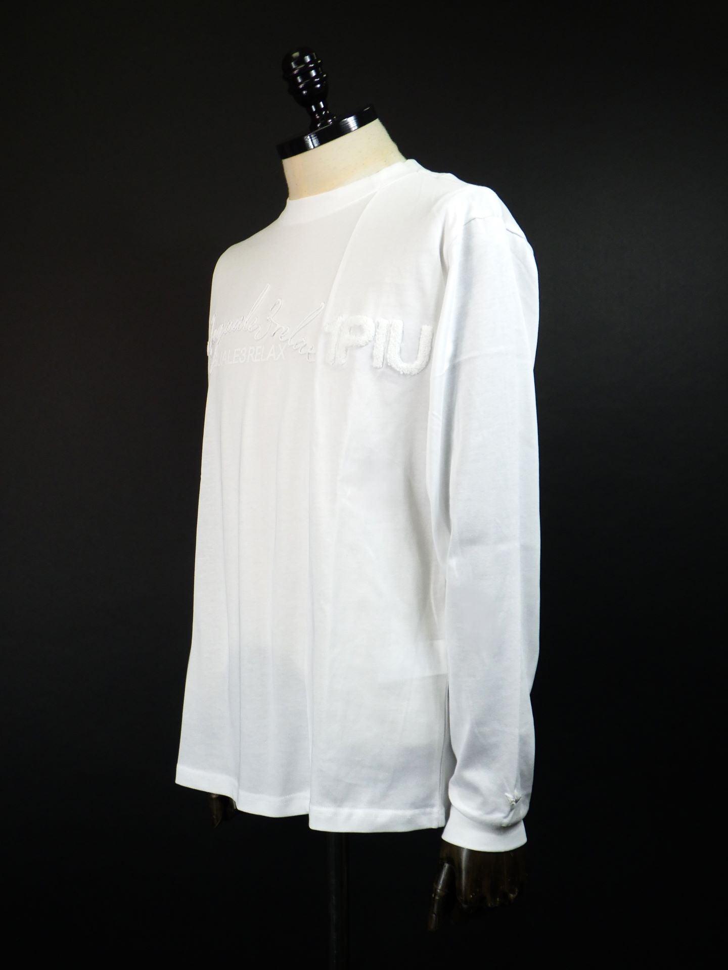 1PIU1UGUALE3 RELAX　スウィッチングロゴロングTシャツ　UST-25132-WH