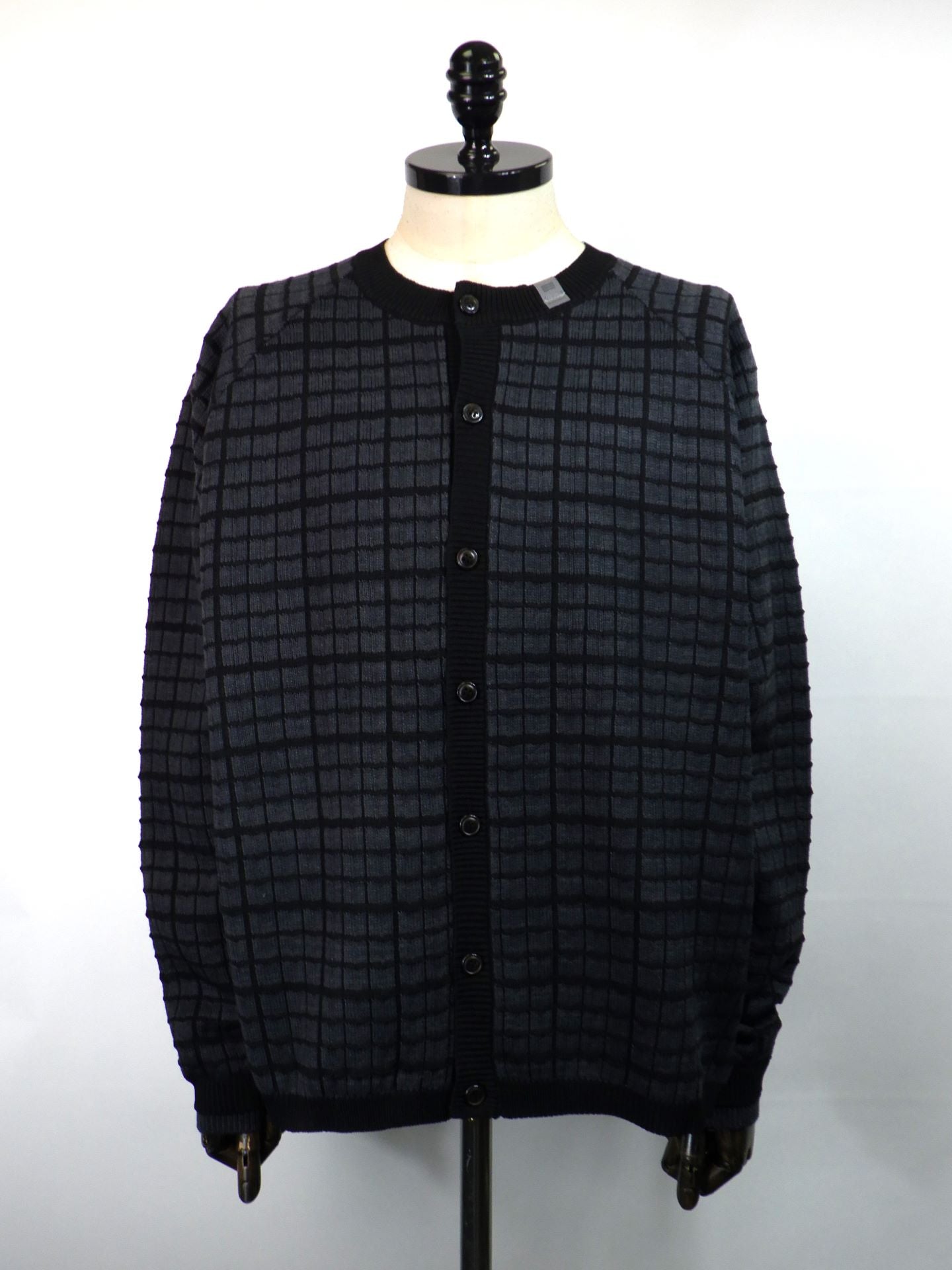 SUPERTHANKS　グラフチェックニットカーディガン　ST253KT02-C.GRY×BK