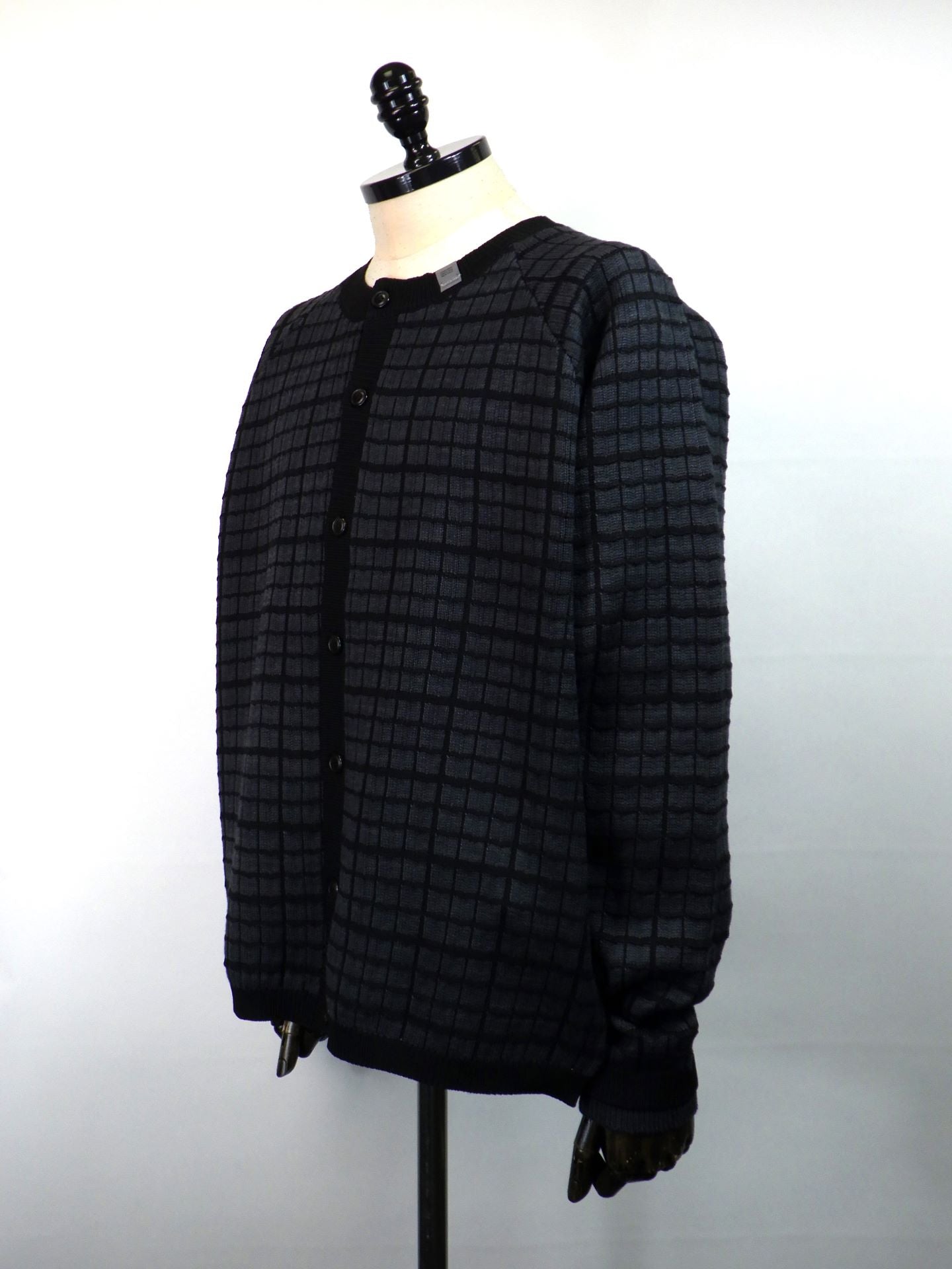 SUPERTHANKS　グラフチェックニットカーディガン　ST253KT02-C.GRY×BK