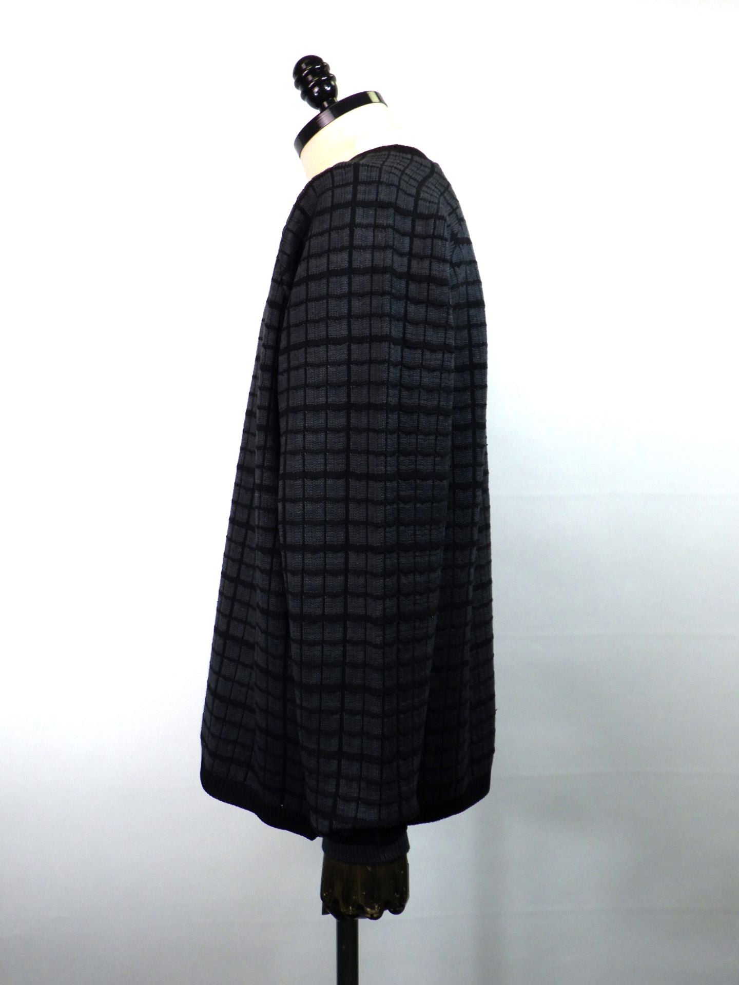 SUPERTHANKS　グラフチェックニットカーディガン　ST253KT02-C.GRY×BK