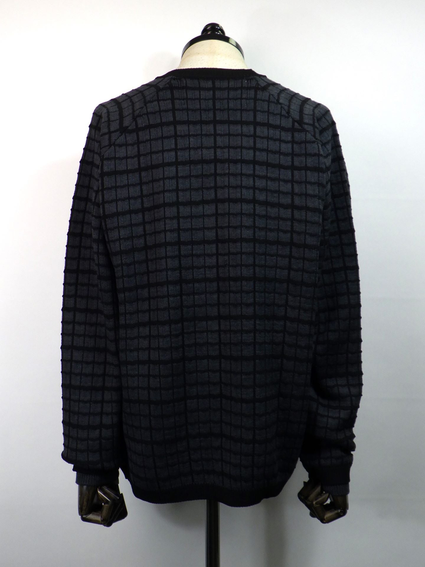 SUPERTHANKS　グラフチェックニットカーディガン　ST253KT02-C.GRY×BK