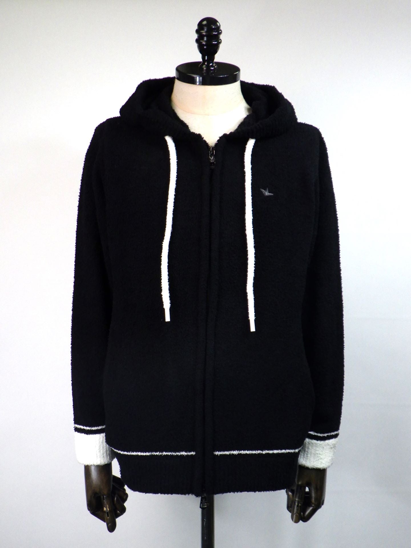 1PIU1UGUALE3 RELAX　バイカラーニットジップパーカー　USK-25029-BK