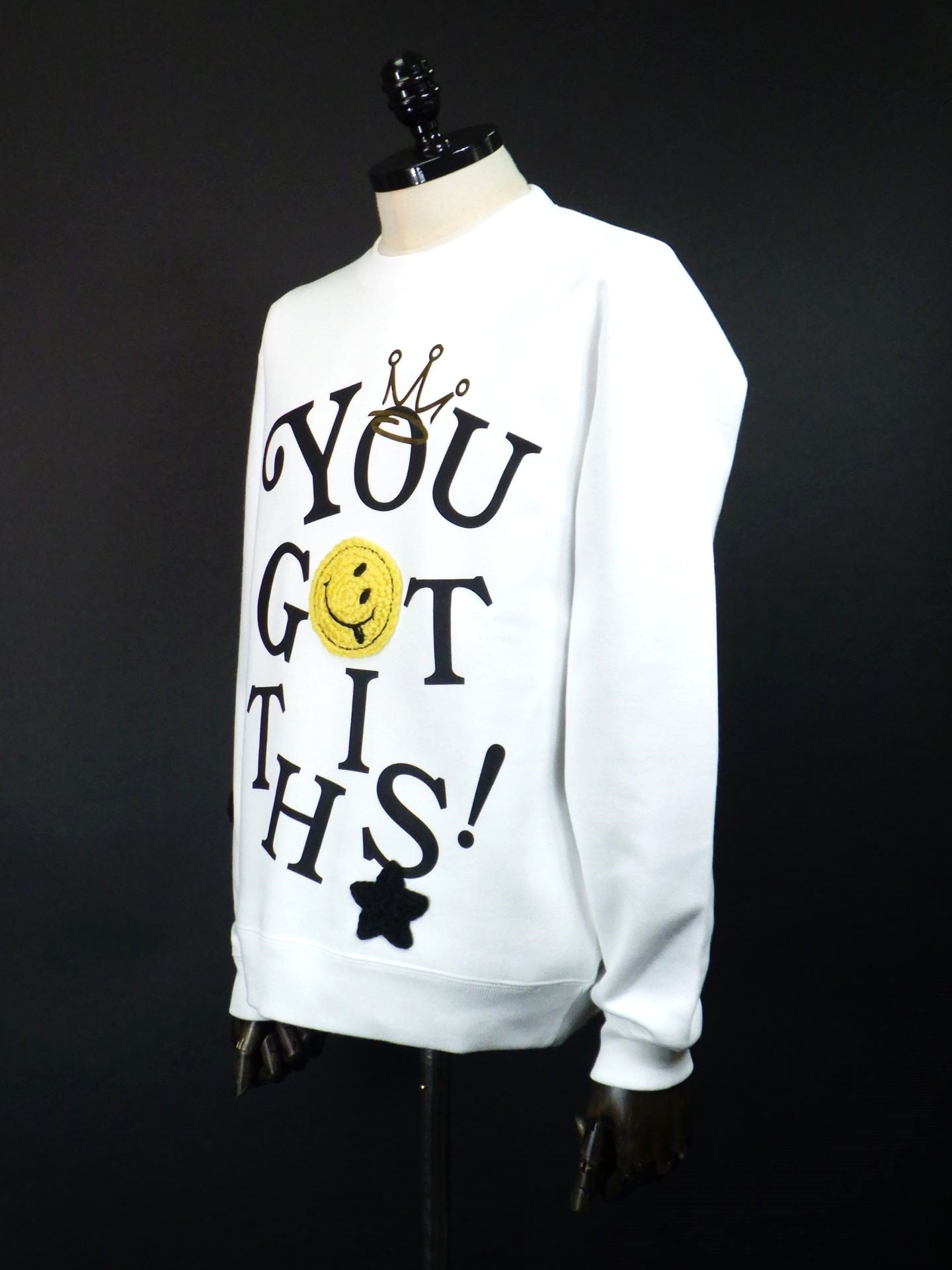 STUD MUFFIN　TC裏毛起毛 YOU GOT THIS マルチパッチワークスウェットシャツ　524-02828-WH