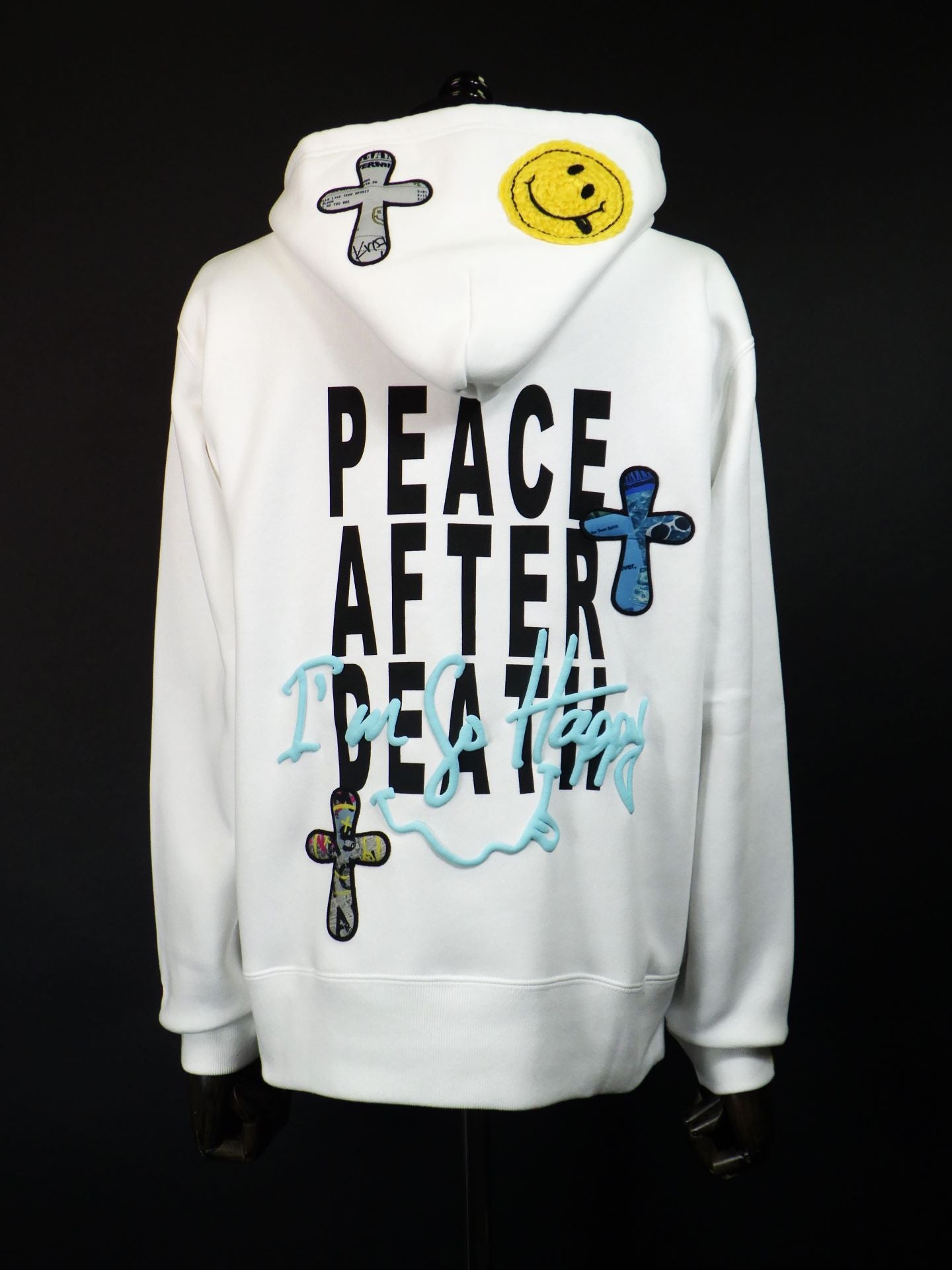 STUD MUFFIN　TC裏毛起毛 PEACE AFTER DEATH&マルチパッチワーク プルパーカー　524-02829-WH
