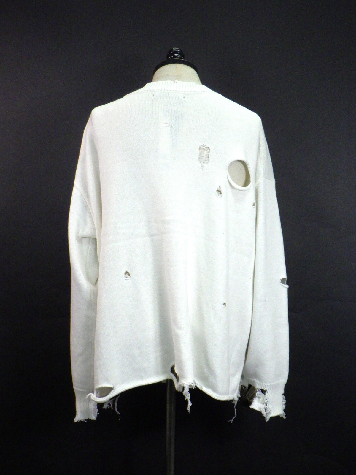 STUD MUFFIN　ローゲージコットンヤーン サガラパッチワーク オーバーシルエット ダメージカーディガン　624-04167-WH