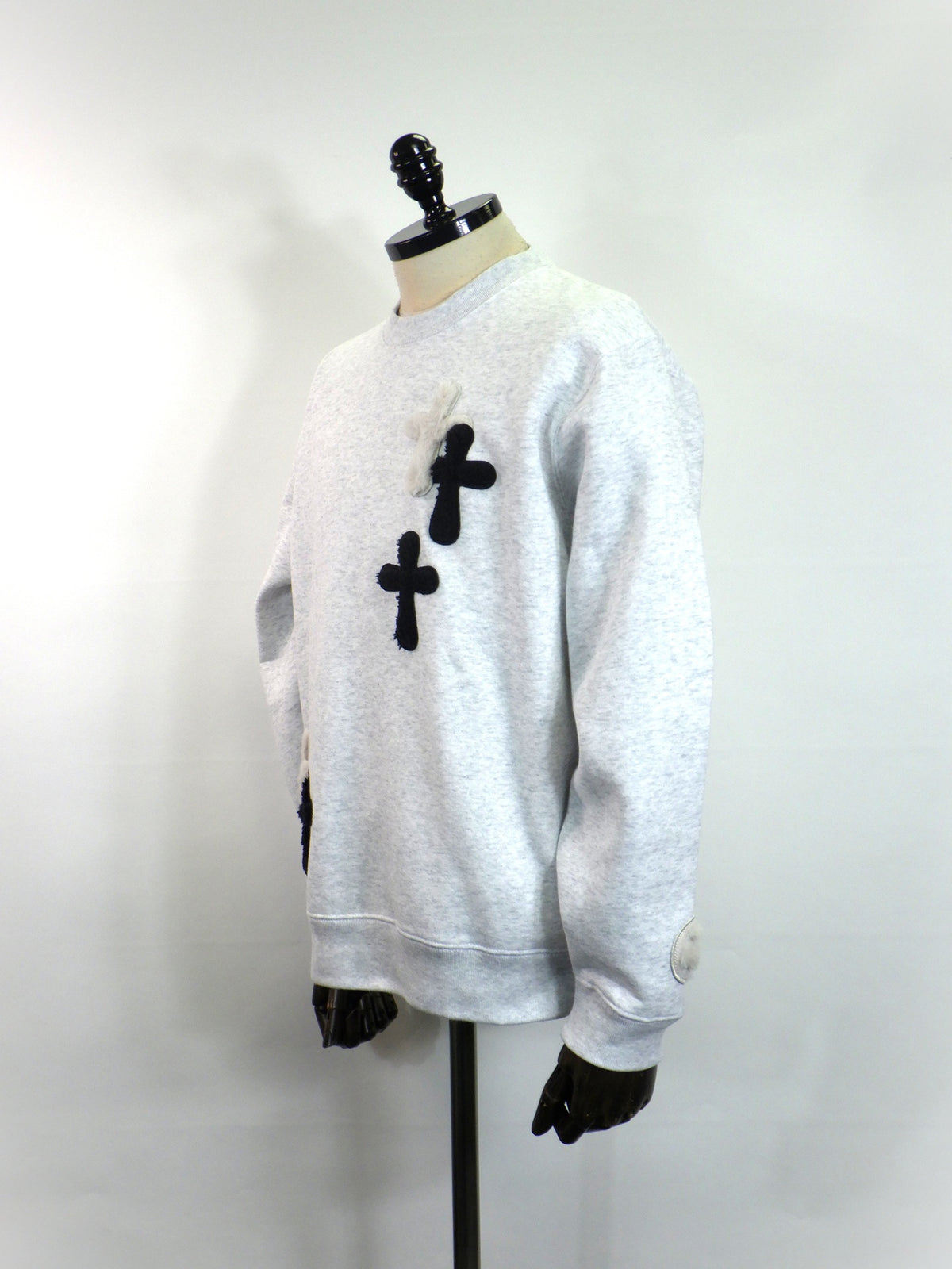 STUD MUFFIN　T/C裏毛起毛ファー/ムックボアミックスパッチワークスウェットシャツ　624-02917-ASH