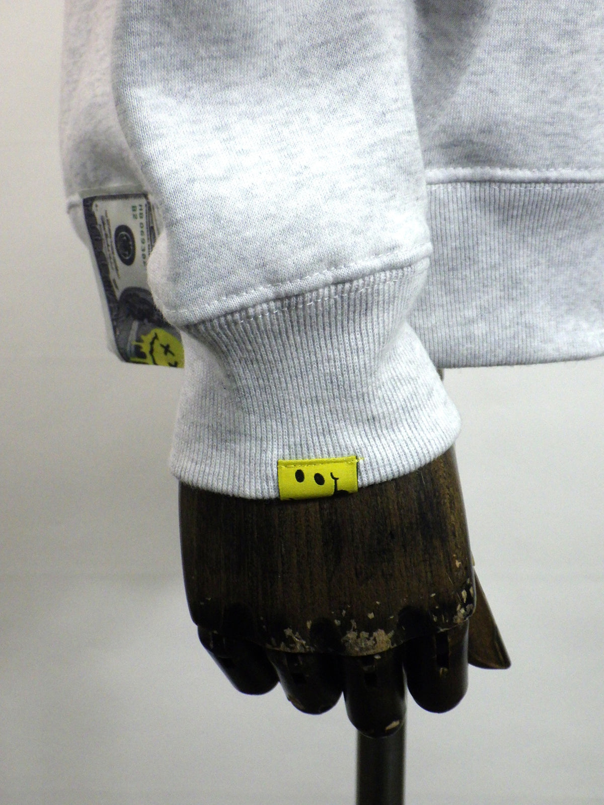 STUD MUFFIN　T/C裏毛起毛ファー/ムックボアミックスパッチワークスウェットシャツ　624-02917-ASH