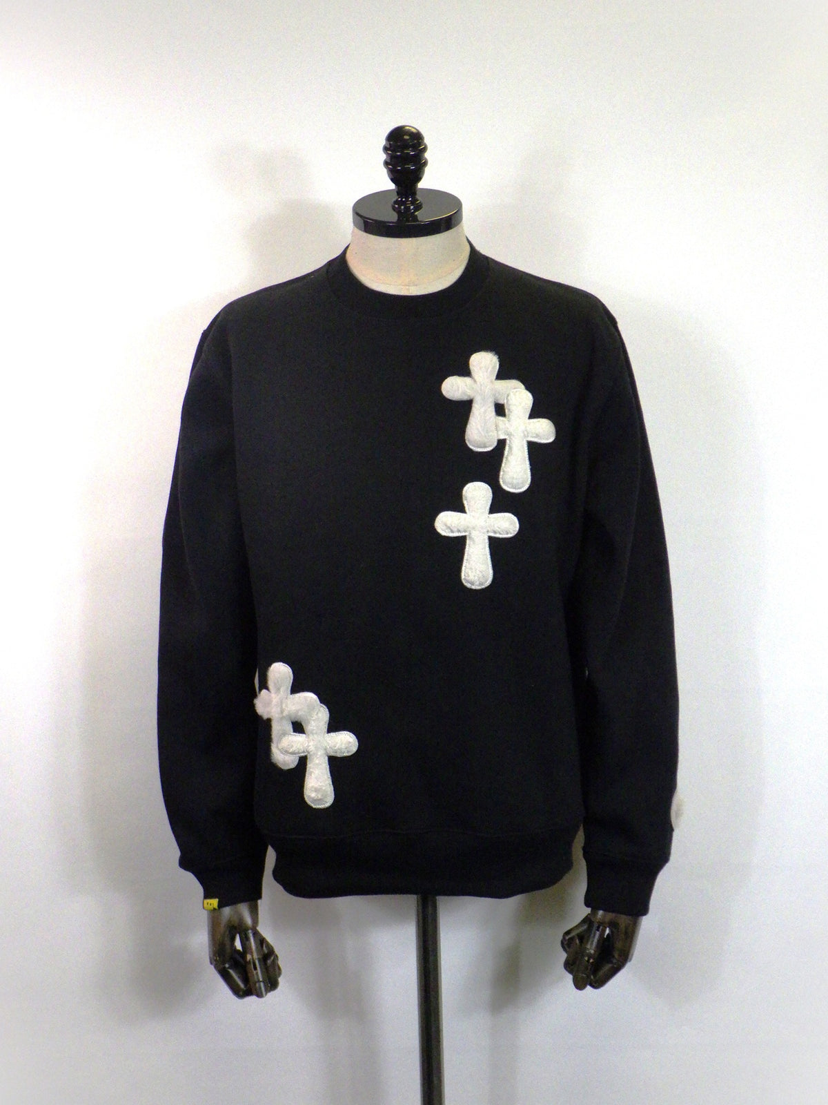 STUD MUFFIN　T/C裏毛起毛ファー/ムックボアミックスパッチワークスウェットシャツ　624-02917-BK