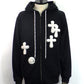 STUD MUFFIN　T/C裏毛起毛ファー/ムックボアミックスパッチワークジップパーカー　624-02916-BK